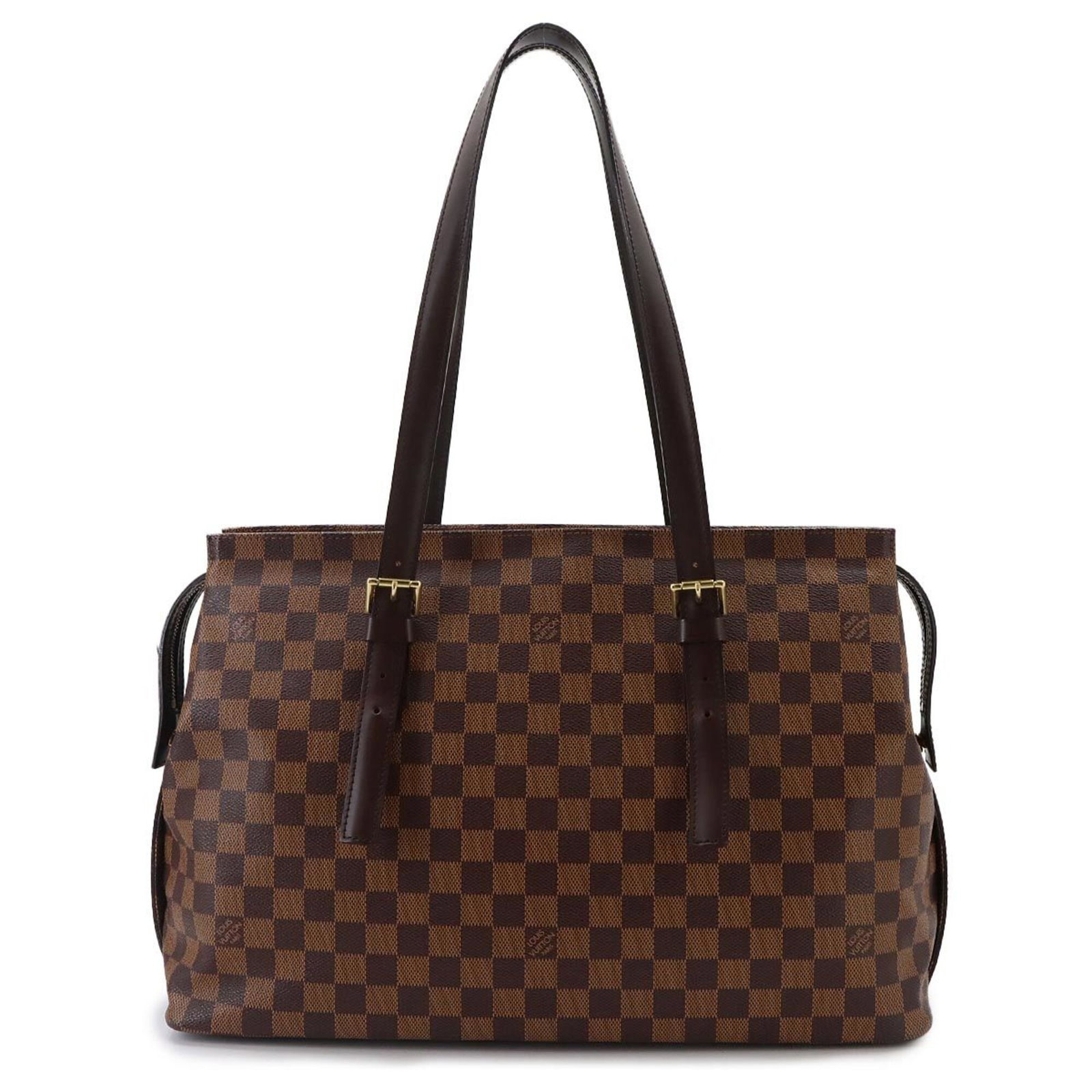 Canvas Damier Handbag Tote Louis Vuitton: Canvas Damier Handbag Tote Louis Vuitton Damier Canvas Handbag Tote from Louis Vuitton features a classic design with Ebene color and gold hardware, made from high-quality Damier canvas material.