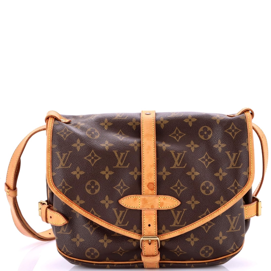 Saumur Handbag Louis Vuitton Monogram Canvas 30: Saumur Handbag Louis Vuitton Monogram Canvas 30 The Louis Vuitton Saumur Handbag in Brown Monogram Canvas 30 features a classic cross-body design with a 19-22" adjustable strap. Measuring 8" x 11" x