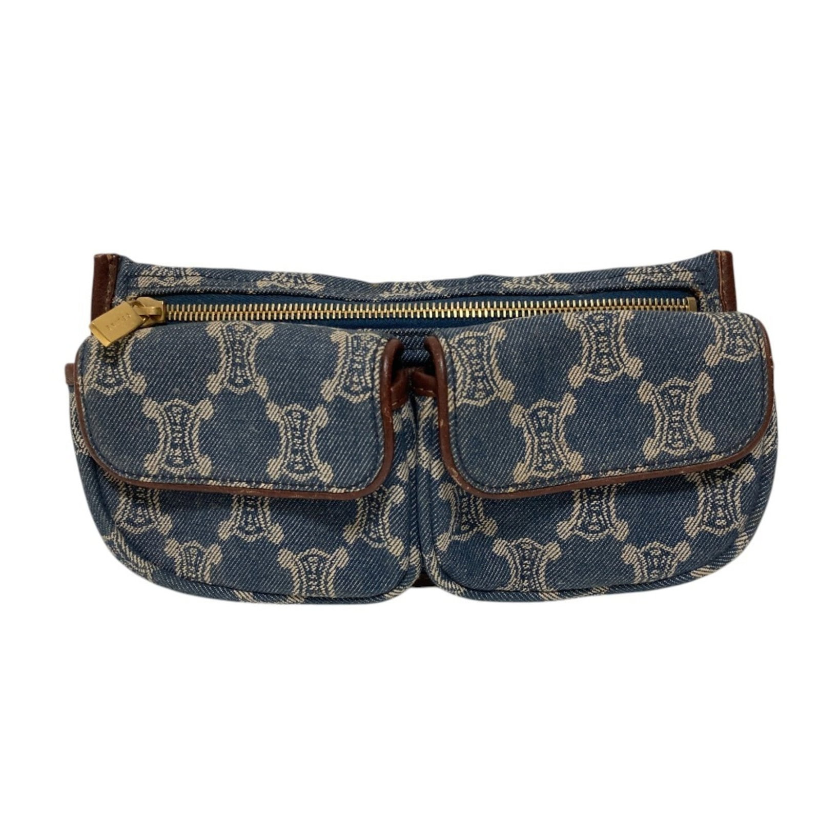 Fanny Pack Celine Denim: Fanny Pack Celine Denim Denim fanny pack from Celine's Macadam line, featuring a blue color and adjustable strap length of 83cm - 95cm. Made from high-quality denim material, this fanny pack measures