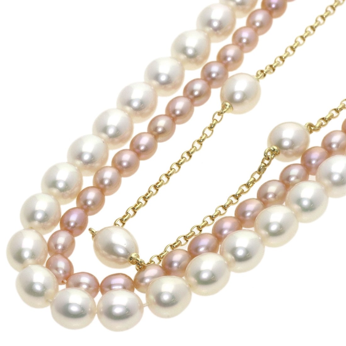 Mikimoto Pearl Necklace With 3 Strand Charm K18 Yellow Gold: Mikimoto Pearl Necklace With 3 Strand Charm K18 Yellow Gold K18 Yellow Gold Mikimoto Pearl Necklace boasts a sleek, 16.1-inch length and a charming 3-strand design, adding a touch of elegance to any