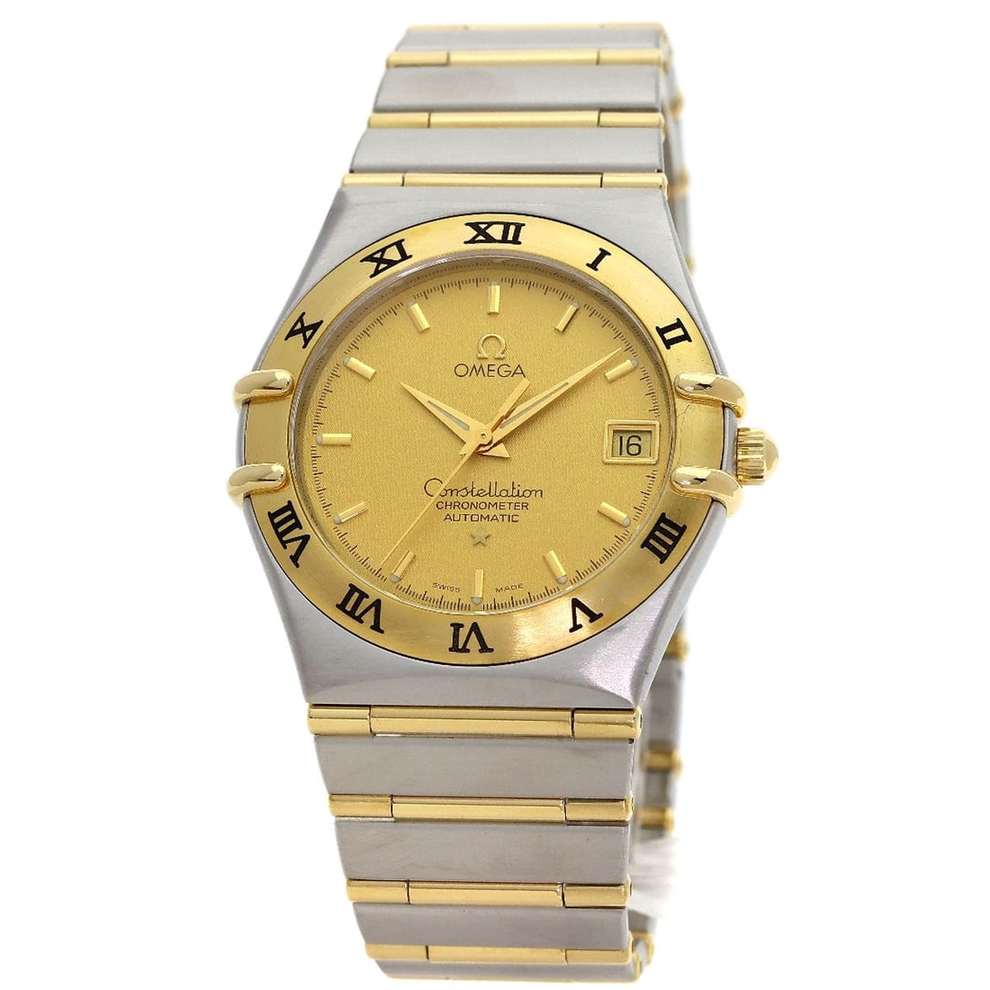 Omega Constellation Full Bar Watches 1202.10 Stainless Steel/ Ssxyg: Omega Constellation Full Bar Watches 1202.10 Stainless Steel/ Ssxyg Stainless steel and gold accents come together in the Omega Constellation Full Bar Watches 1202.10, a mechanical automatic