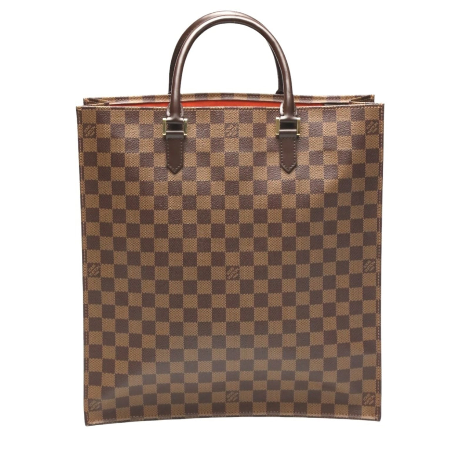 Canvas Damier Handbag Tote Louis Vuitton: Canvas Damier Handbag Tote Louis Vuitton Damier Canvas, a classic Louis Vuitton pattern, adorns this stylish tote bag. Made from high-quality Damier Canvas in a rich brown color, the Ebene finish