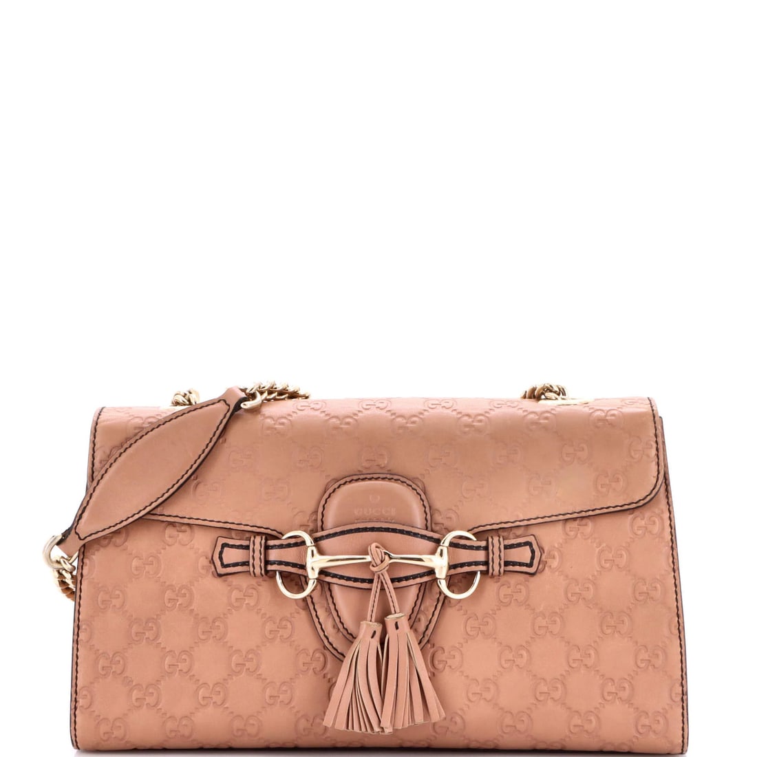 Gucci Guccissima Medium Leather Chain Flap Bag Emily: Gucci Guccissima Medium Leather Chain Flap Bag Emily Gucci's Guccissima Medium Leather Chain Flap Bag Emily boasts a striking pink exterior, featuring a chain flap and a medium size that's both