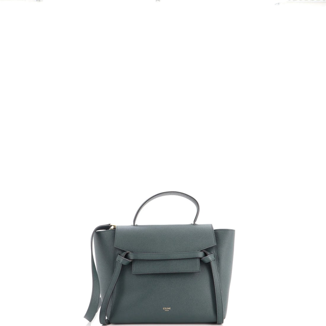 Textured Leather Belt Bag Celine Micro: Textured Leather Belt Bag Celine Micro This Celine Micro Textured Leather Belt Bag boasts a striking green exterior with subtle texture, complemented by a rich suede interior. The bag's classic design