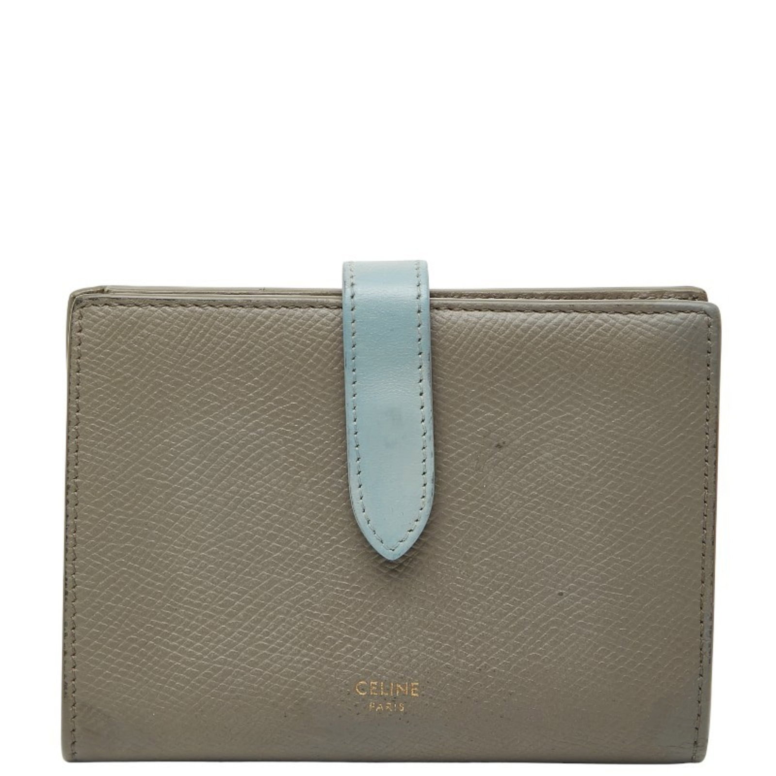 Celine Wallet (Bi-Fold) Leather: Celine Wallet (Bi-Fold) Leather Celine bi-fold leather wallet in beige or blue, measuring 14cm x 10cm x 2cm, comes with a box. This wallet is made of high-quality leather and features a classic