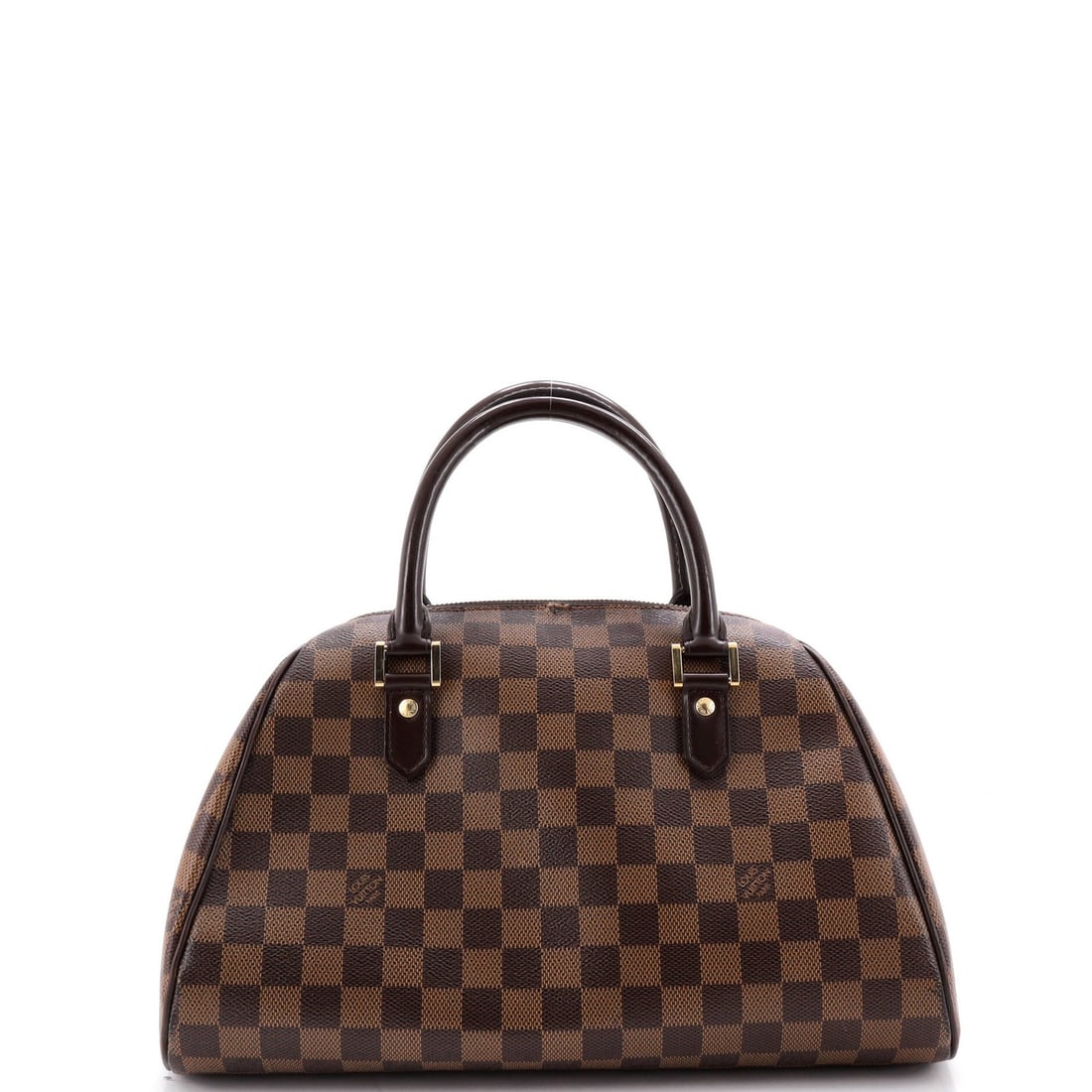 Louis Vuitton Handbag Damier MM: Louis Vuitton Handbag Damier MM The Louis Vuitton Handbag Damier MM boasts a timeless design with a rich, brown canvas exterior and striking red interior. With its classic bowler style and gold