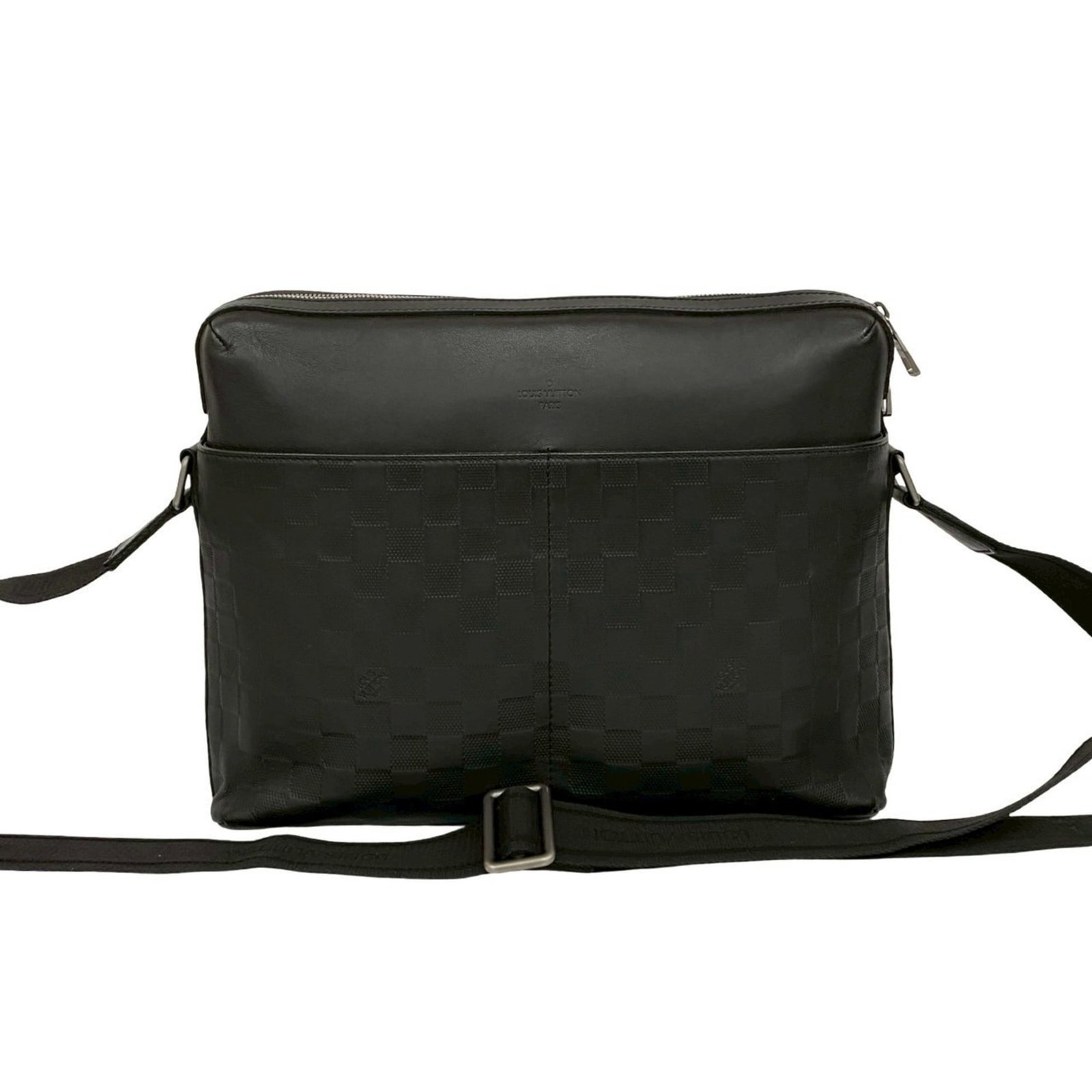Leather Vuitton Bag Pochette Shoulder Louis: Leather Vuitton Bag Pochette Shoulder Louis Black Leather Louis Vuitton Pochette Shoulder Bag with Classic Design. This 24cm x 33cm x 9cm shoulder bag features high-quality black leather