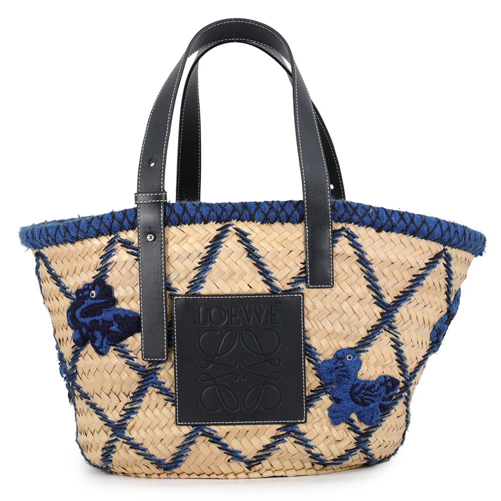 Raffia Leather Handbag Basket Loewe: Raffia Leather Handbag Basket Loewe Raffia Leather Handbag Basket Loewe bears a signature. Made from high-quality raffia and leather, this unique basket handbag is a stylish accessory. Its classic des