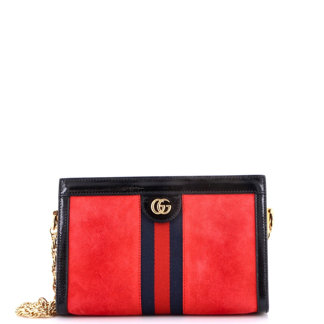 Gucci Ophidia Suede Medium Chain Bag Shoulder: Gucci Ophidia Suede Medium Chain Bag Shoulder Gucci Ophidia Suede Medium Chain Bag Shoulder in vibrant red suede, featuring a sleek cross body design with a medium chain strap drop of 17". The bag's