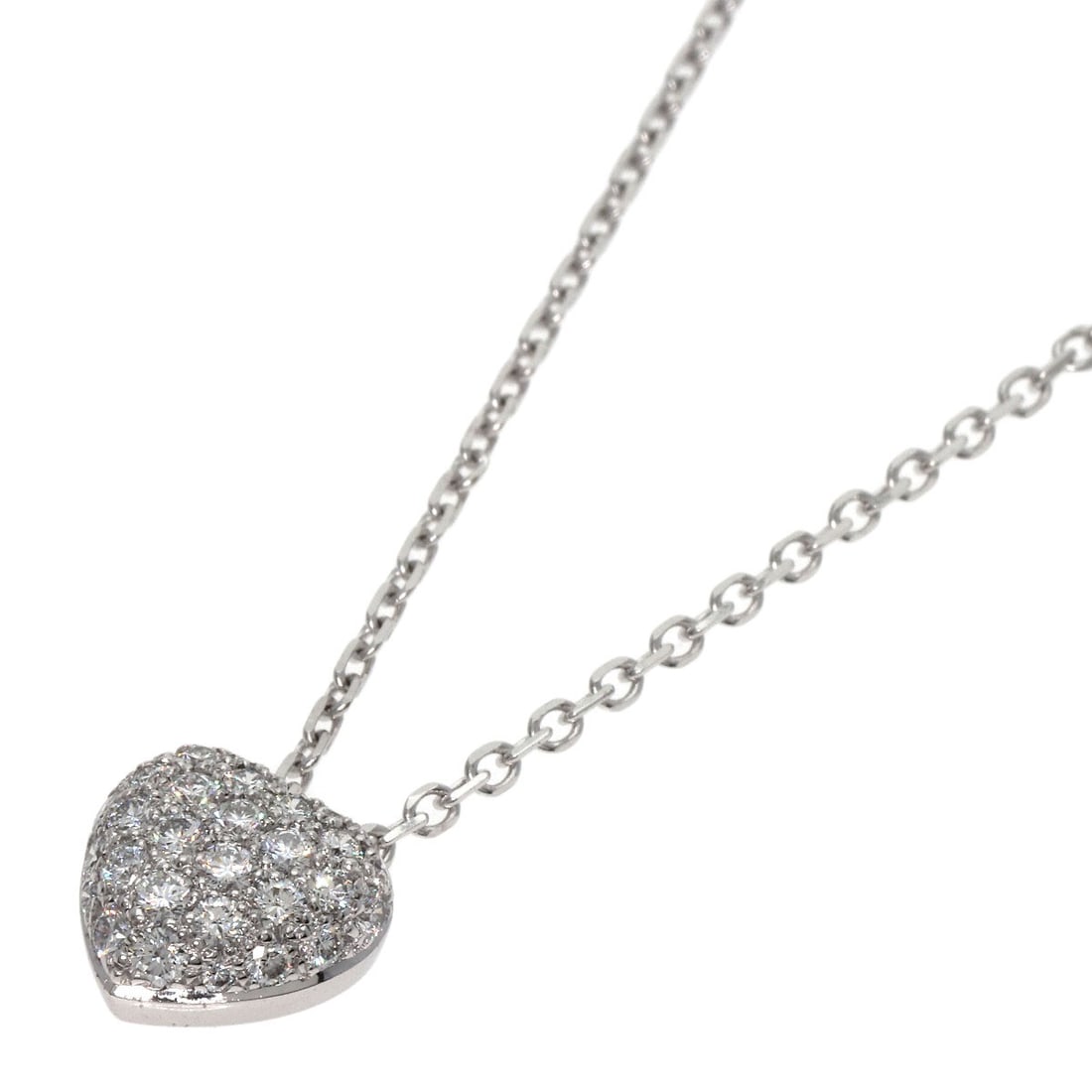 Heart Pave Diamond Cartier Necklace K18 White Gold: Heart Pave Diamond Cartier Necklace K18 White Gold K18 White Gold Heart Pave Diamond Cartier NecklaceThis stunning Cartier necklace features a heart-shaped design pave with diamonds, set in K18 white