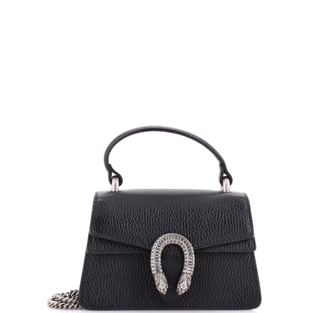 Gucci Dionysus Mini Leather Bag Top with Crystals: Gucci Dionysus Mini Leather Bag Top with Crystals Crystal-embellished leather top handle bag from Gucci's iconic Dionysus collection, featuring a sleek mini design with a touch of luxury. This