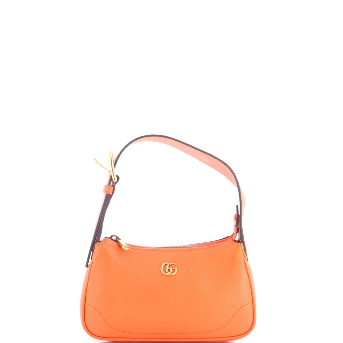 Aphrodite Leather Mini Gucci Shoulder Bag: Aphrodite Leather Mini Gucci Shoulder Bag The Aphrodite Leather Mini Gucci Shoulder Bag boasts a vibrant orange exterior, perfectly complemented by neutral microfiber interior and aged gold hardware.