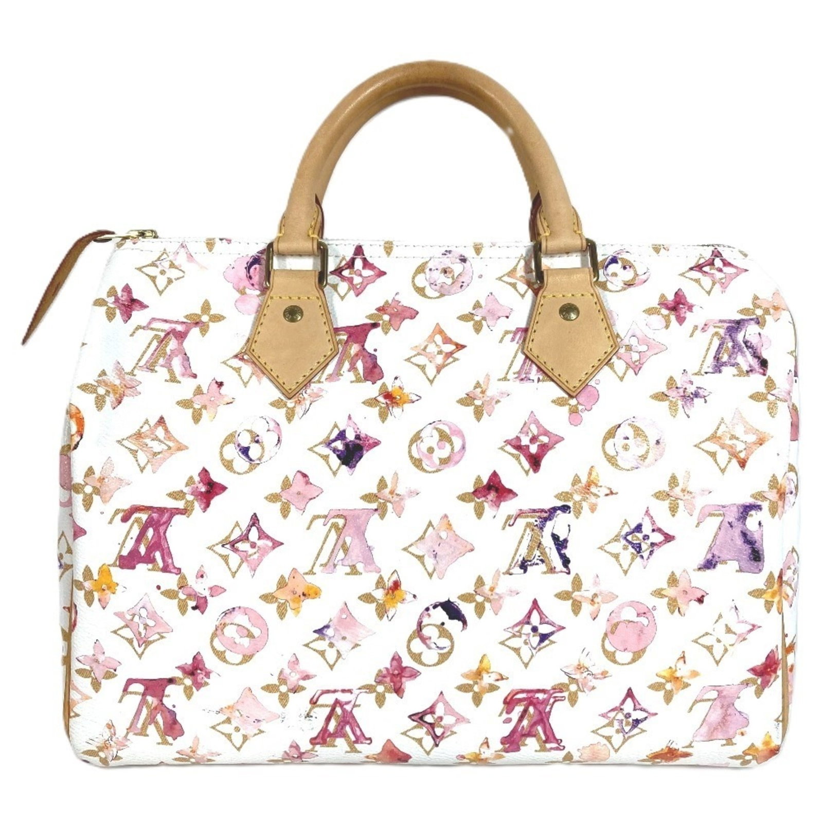 Boston Bag Handbag Louis Vuitton Monogram: Boston Bag Handbag Louis Vuitton Monogram Boston Bag Handbag Louis Vuitton Monogram is a stylish, multi-color, white Monogram patterned handbag from Louis Vuitton, a renowned French fashion brand. Mea