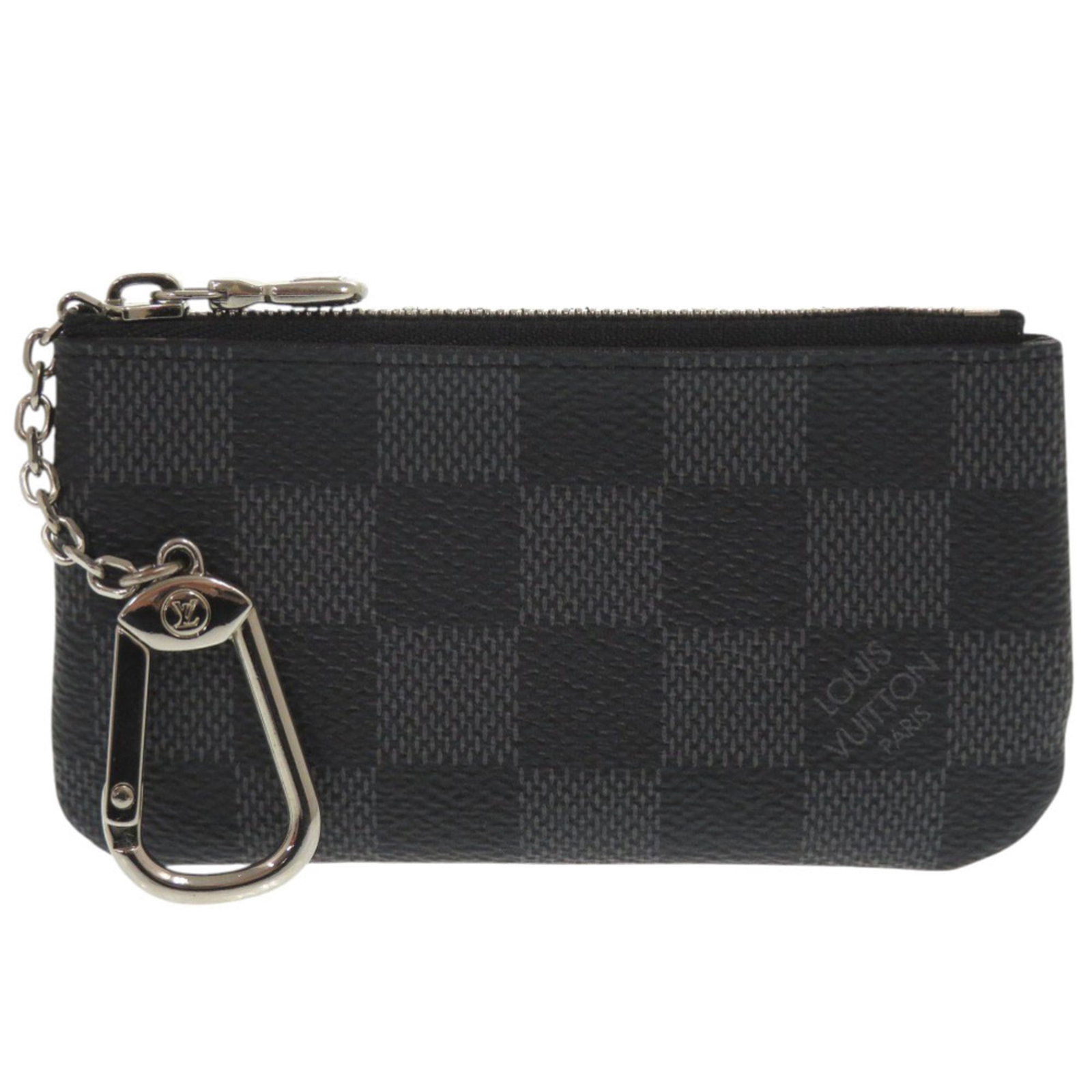 Louis Vuitton Coin Purse/ Coin Case Damier Graphite: Louis Vuitton Coin Purse/ Coin Case Damier Graphite Damier Graphite coin purse from Louis Vuitton, featuring the iconic Damier Graphite pattern in black. This compact, zippered case measures 6.5cm x