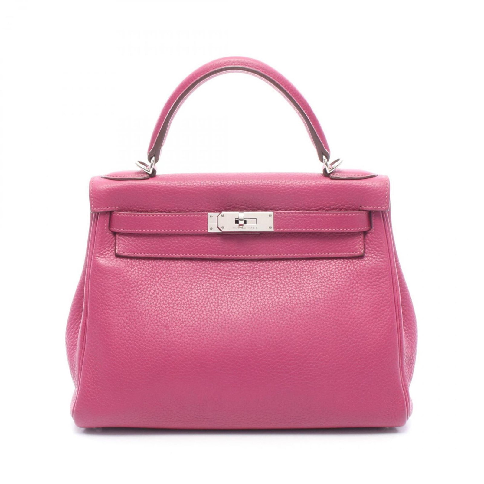 Clemence Leather Handbag Taurillon Hermes: Clemence Leather Handbag Taurillon Hermes The Clemence Leather Handbag from Hermes features Taurillon clemence leather in a rich purple color, showcasing a unique and elegant design. Measuring 21cm x