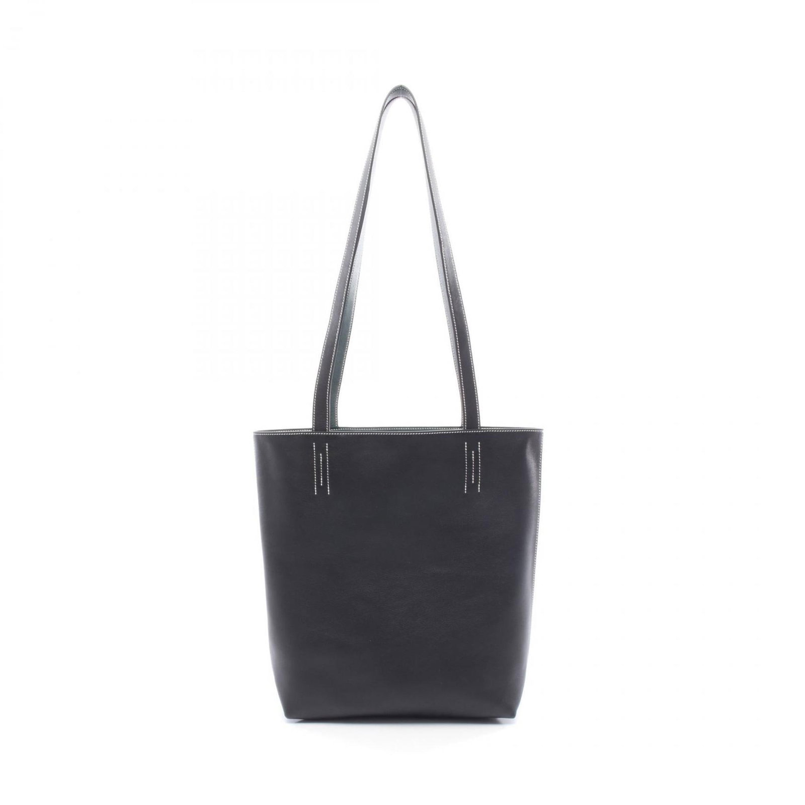 Hermes Tote: Hermes Tote Black or Green, this 34cm x 28cm x 8.5cm tote bag from Hermes features a classic design with clean lines and a timeless aesthetic. Made from high-quality materials, its compact size and