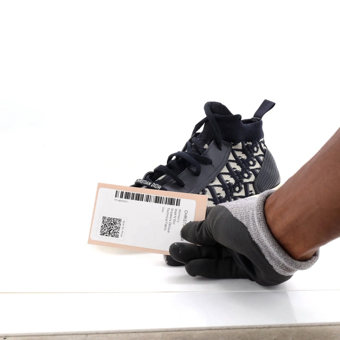 Women's Walk N Dior Christian Dior Oblique Technical Fabric Sneakers: Women's Walk N Dior Christian Dior Oblique Technical Fabric Sneakers Blue Oblique Technical Fabric Women's Walk'N'Dior Sneakers from Christian Dior, featuring a unique fabric upper and a stylish