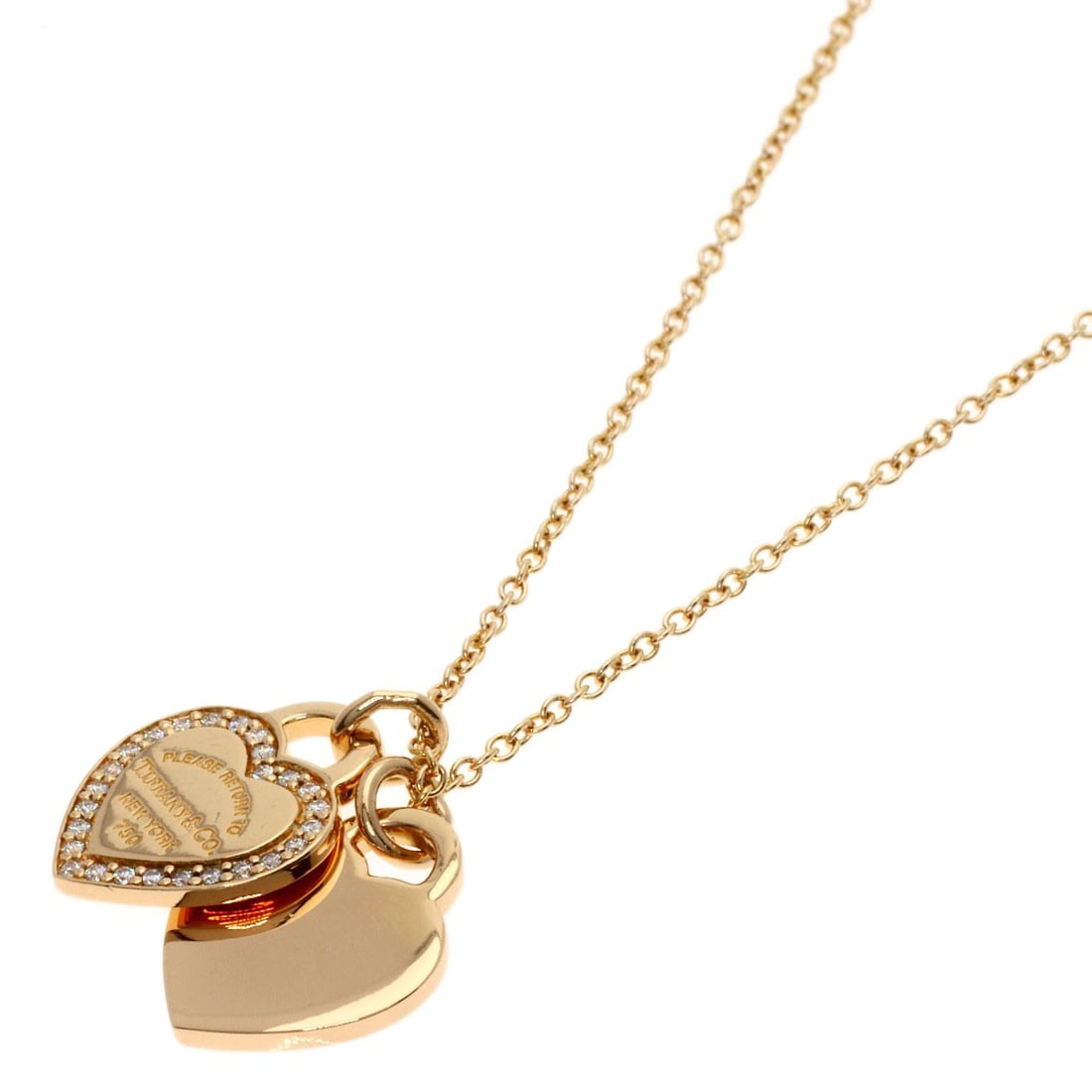 Tiffany&Co. Return To Tiffany&Co. Diamond Necklace K18 Pink Gold: Tiffany&Co. Return To Tiffany&Co. Diamond Necklace K18 Pink Gold K18 Pink Gold Tiffany&Co. Return To Tiffany&Co. Diamond Necklace boasts a striking gold metal design with a 16.1inch length, showcasing