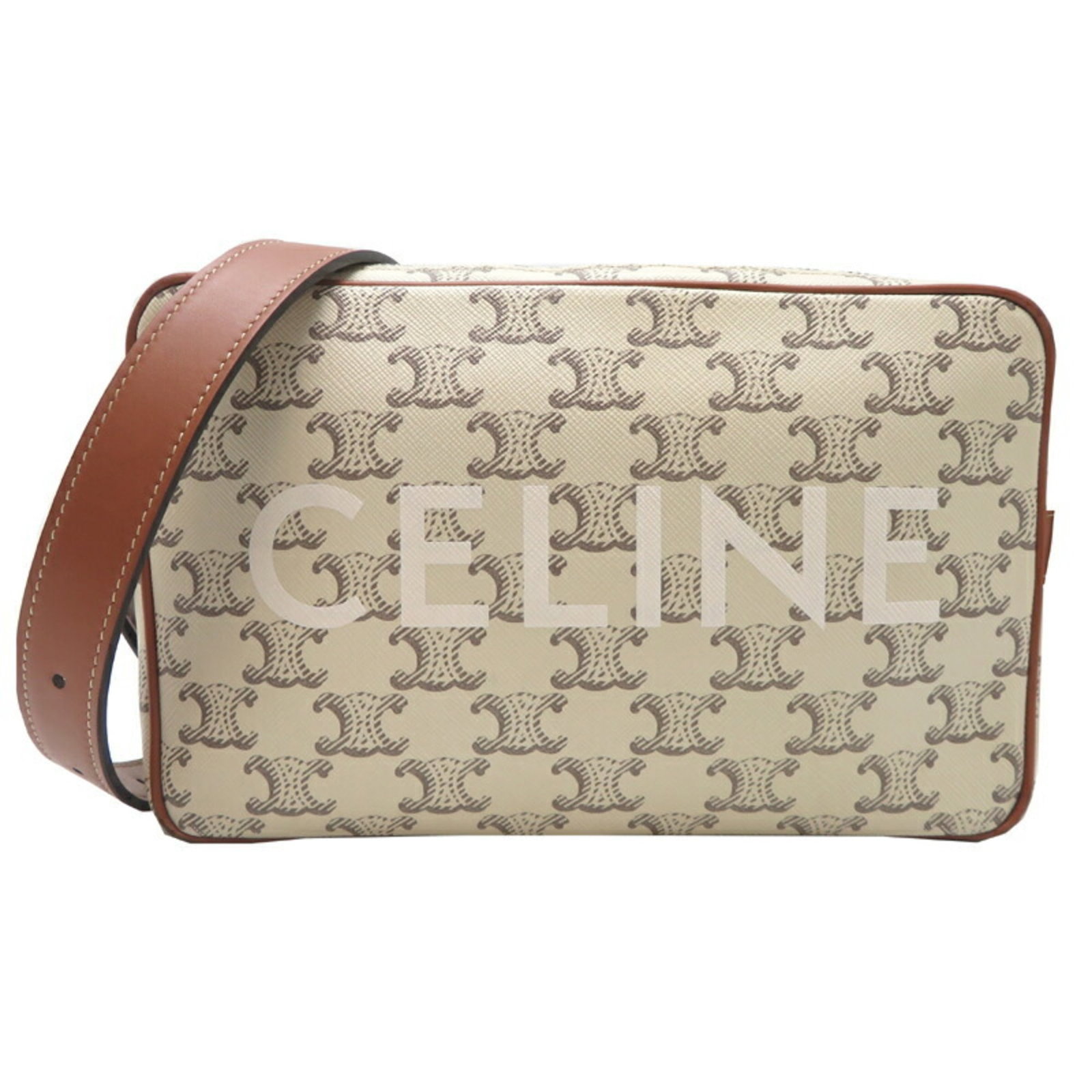 Pvc Leather Celine Shoulder Bag: Pvc Leather Celine Shoulder Bag PVC Leather Celine Triomphe Shoulder Bag - A stylish and functional accessory, this white shoulder bag features a silver zipper closure, adjustable strap, and open