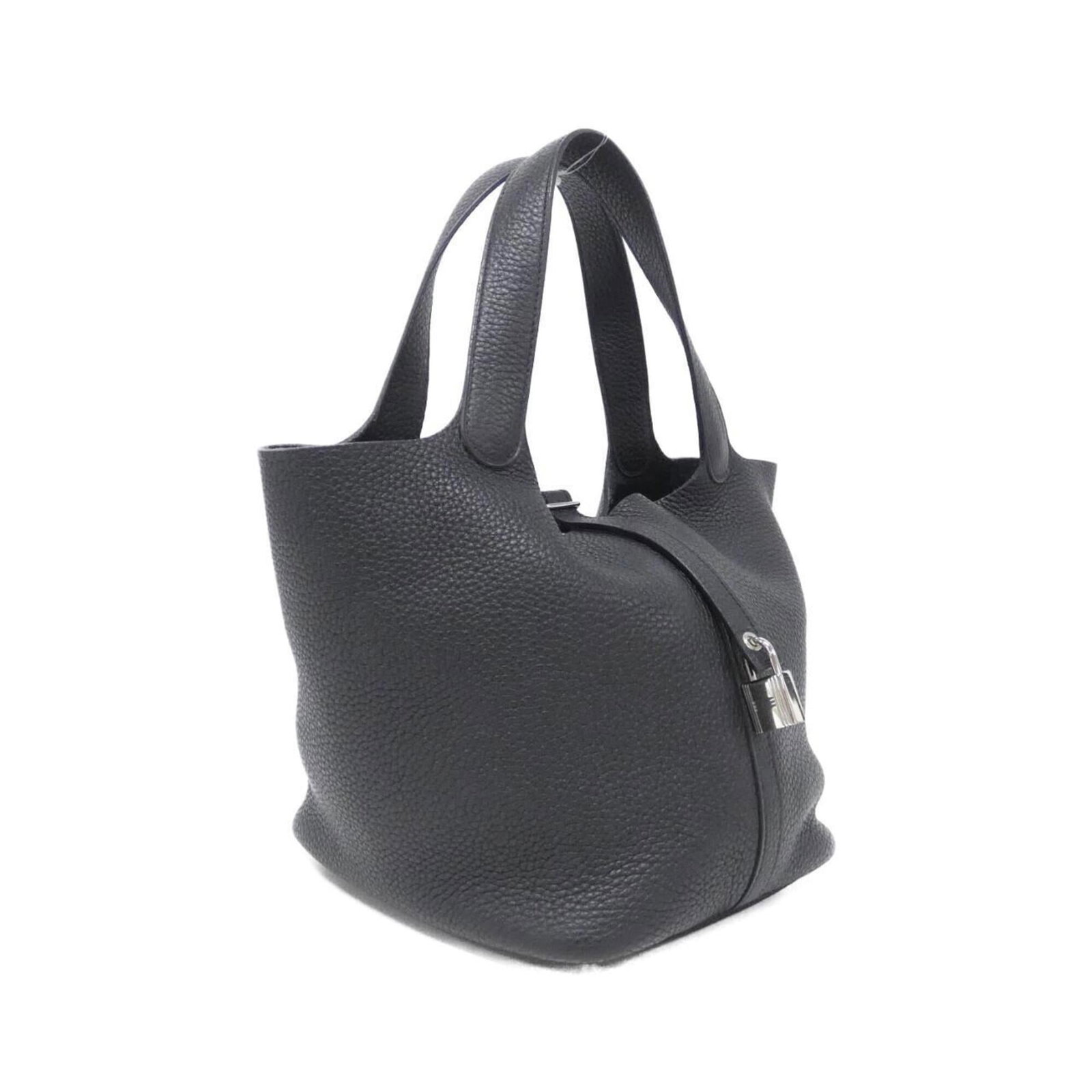 Clemence Leather Handbag Taurillon Hermes: Clemence Leather Handbag Taurillon Hermes Taurillon clemence leather handbag in black, featuring a timeless design with a 23cm x 22cm x 18cm size. This classic handbag from Hermes MPN 060991CK boasts 