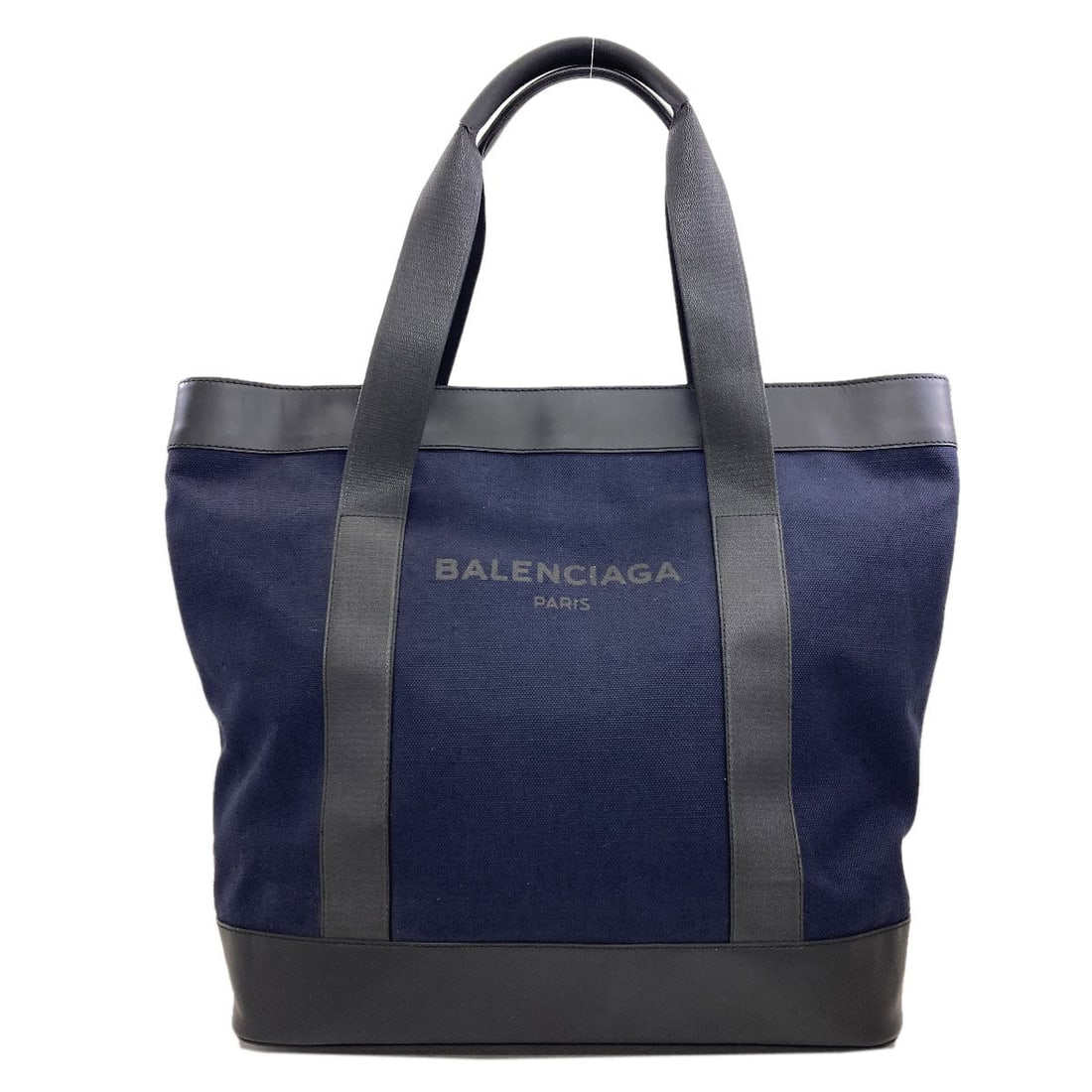 Balenciaga 374767 Neighbor Tote Bag Canvas: Balenciaga 374767 Neighbor Tote Bag Canvas Navy canvas tote bag from Balenciaga, featuring a classic design with a neutral exterior color. The bag's canvas material provides a durable and versatile