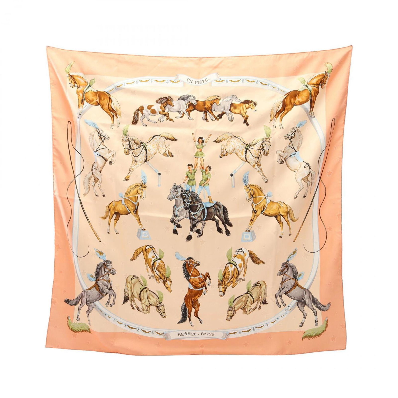 Silk Hermes Scarf: Silk Hermes Scarf Silk from the renowned French fashion house, this multi-color, pink Hermes scarf boasts a vibrant and playful design, characteristic of the brand's signature style. Measuring 89cm x 