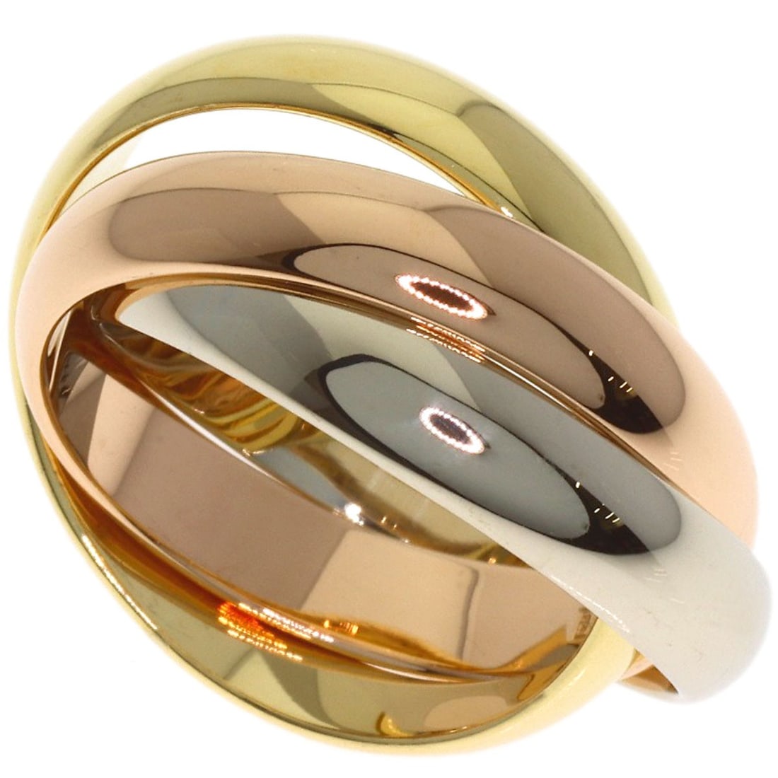 Mm Trinity Cartier #49 Yellow K18 Gold Pink 18K Ring: Mm Trinity Cartier #49 Yellow K18 Gold Pink 18K Ring K18 Yellow Gold Pink 18K Ring from CARTIER, featuring a striking gold metal exterior and a signature that bears the brand's mark. This 5(US) ring
