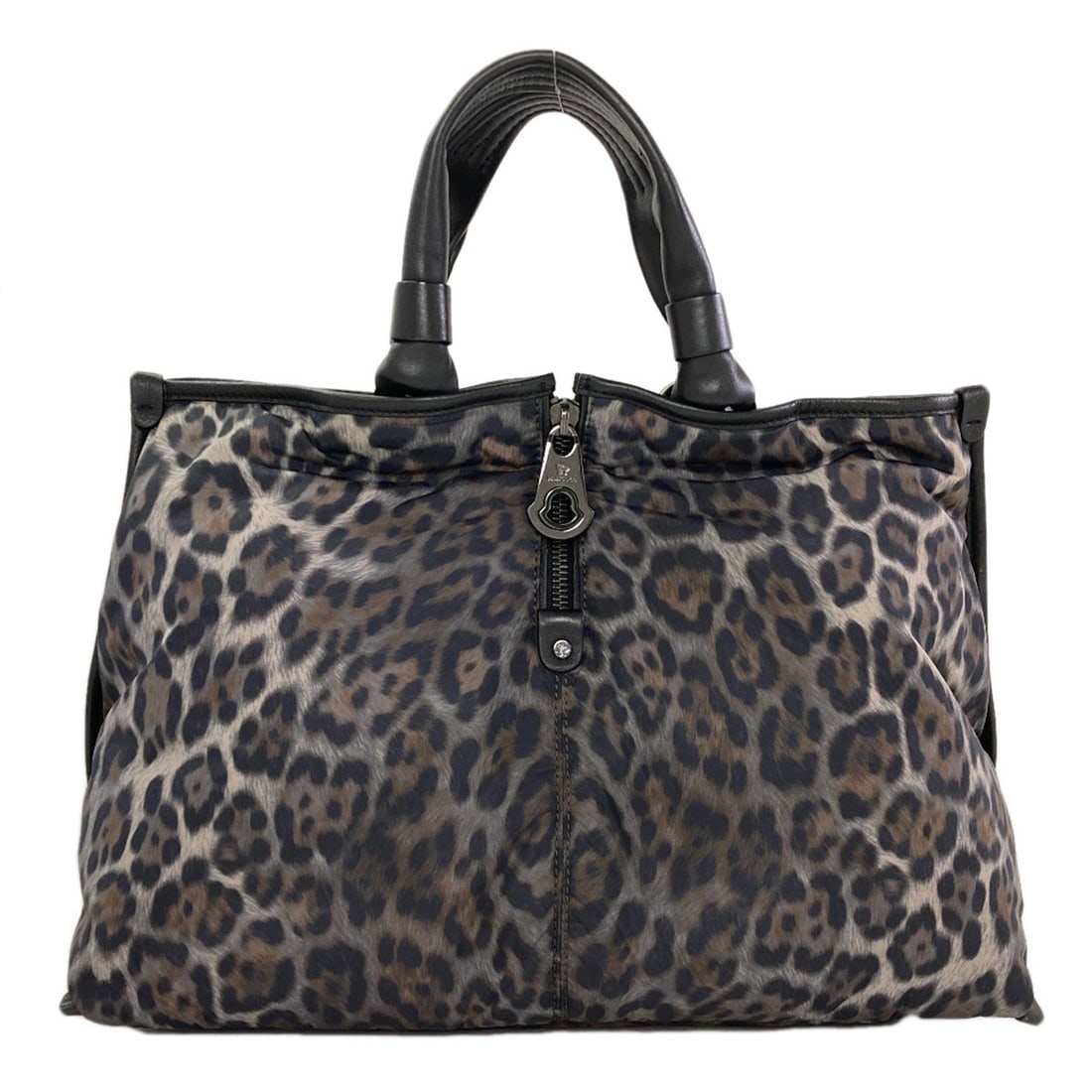 Moncler Leopard Pattern Nylon Handbag: Moncler Leopard Pattern Nylon Handbag Black Moncler leopard pattern nylon handbag with a sleek and modern design. This stylish bag features a black exterior made from high-quality nylon, making it a