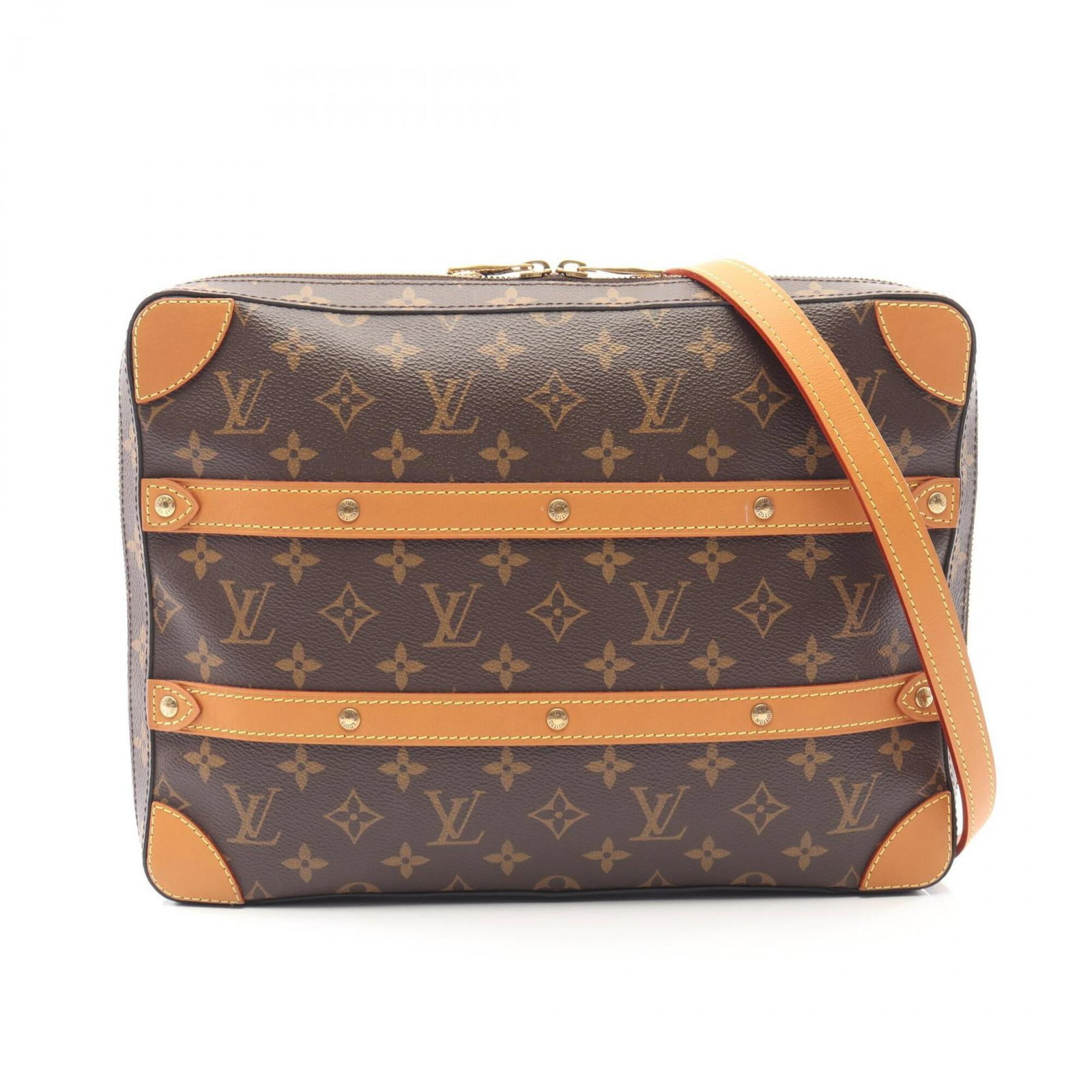 Monogram Louis Vuitton Handbag Shoulder: Monogram Louis Vuitton Handbag Shoulder This Louis Vuitton shoulder bag features the iconic monogram pattern in rich brown, a timeless and sophisticated design. With its sturdy 24cm x 32cm x 5cm dimen