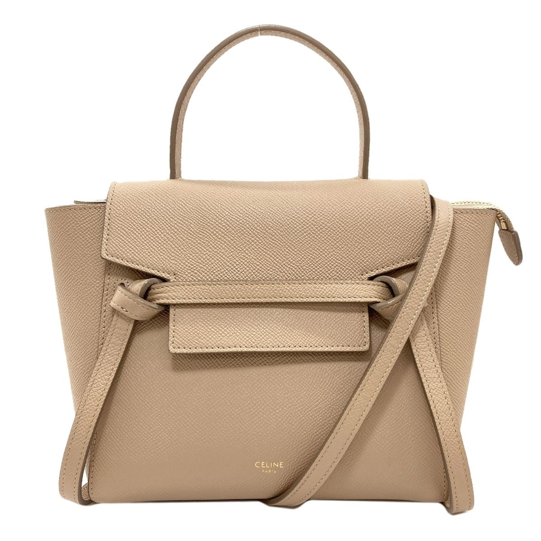Calf Nano Belt Bag 2Way Handbag: Calf Nano Belt Bag 2Way Handbag Calf Nano Belt Bag 2Way Handbag is a stylish gray handbag made from calf exterior material. The bag features a 2-way design, allowing for multiple entry and exit points