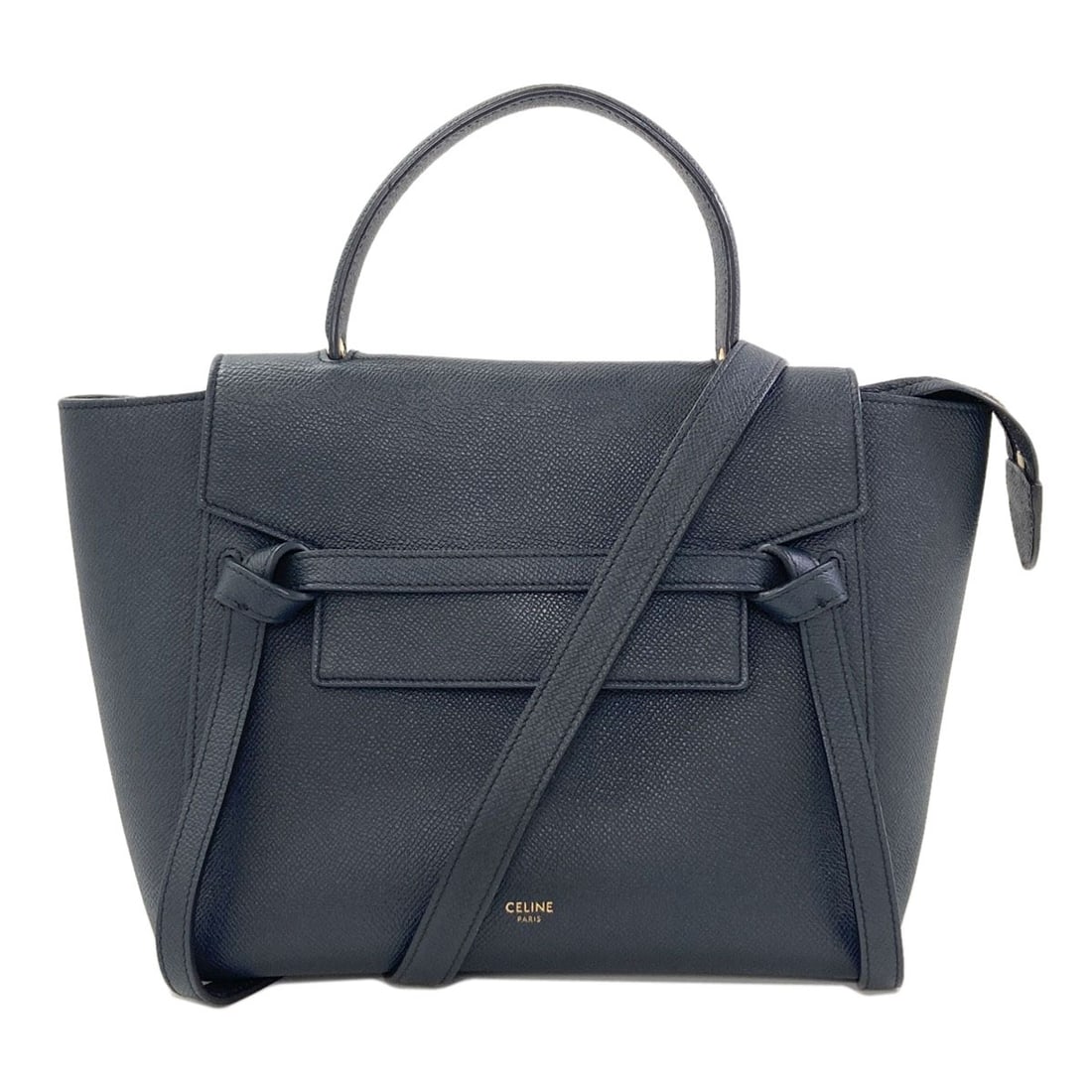 Celine Belt Bag 2Way Handbag Calf: Celine Belt Bag 2Way Handbag Calf Navy Celine Belt Bag Calf Leather Handbag with 2Way Closure and Detachable Strap. This 8.3 inch tall, 5.1 inch deep bag features a push lock closure and is made from