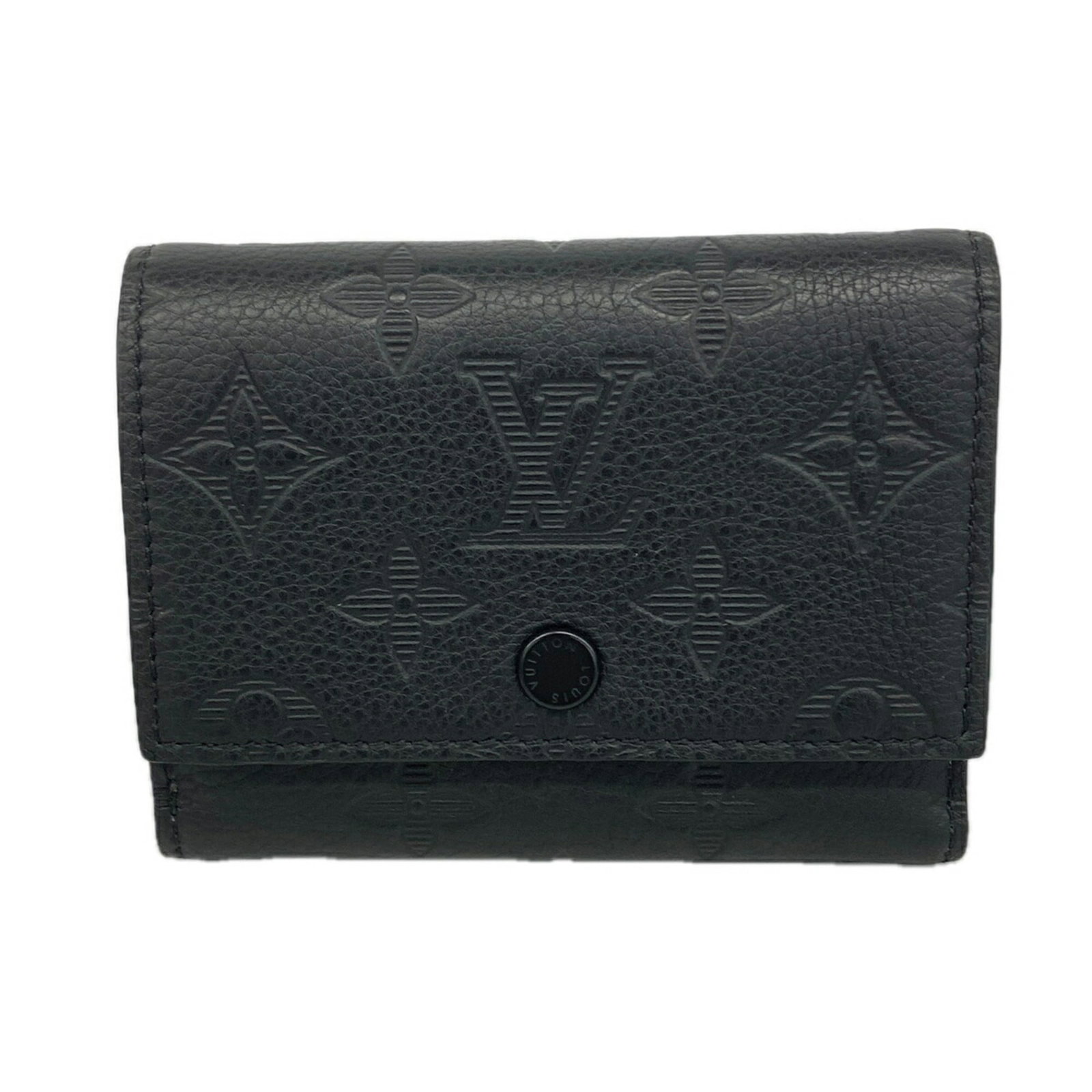 Louis Vuitton Wallet (Tri-Fold): Louis Vuitton Wallet (Tri-Fold) The Louis Vuitton Tri-Fold Wallet is a sleek and functional accessory, boasting a classic design with a black finish. Measuring 8cm x 11cm x 2cm, it offers a