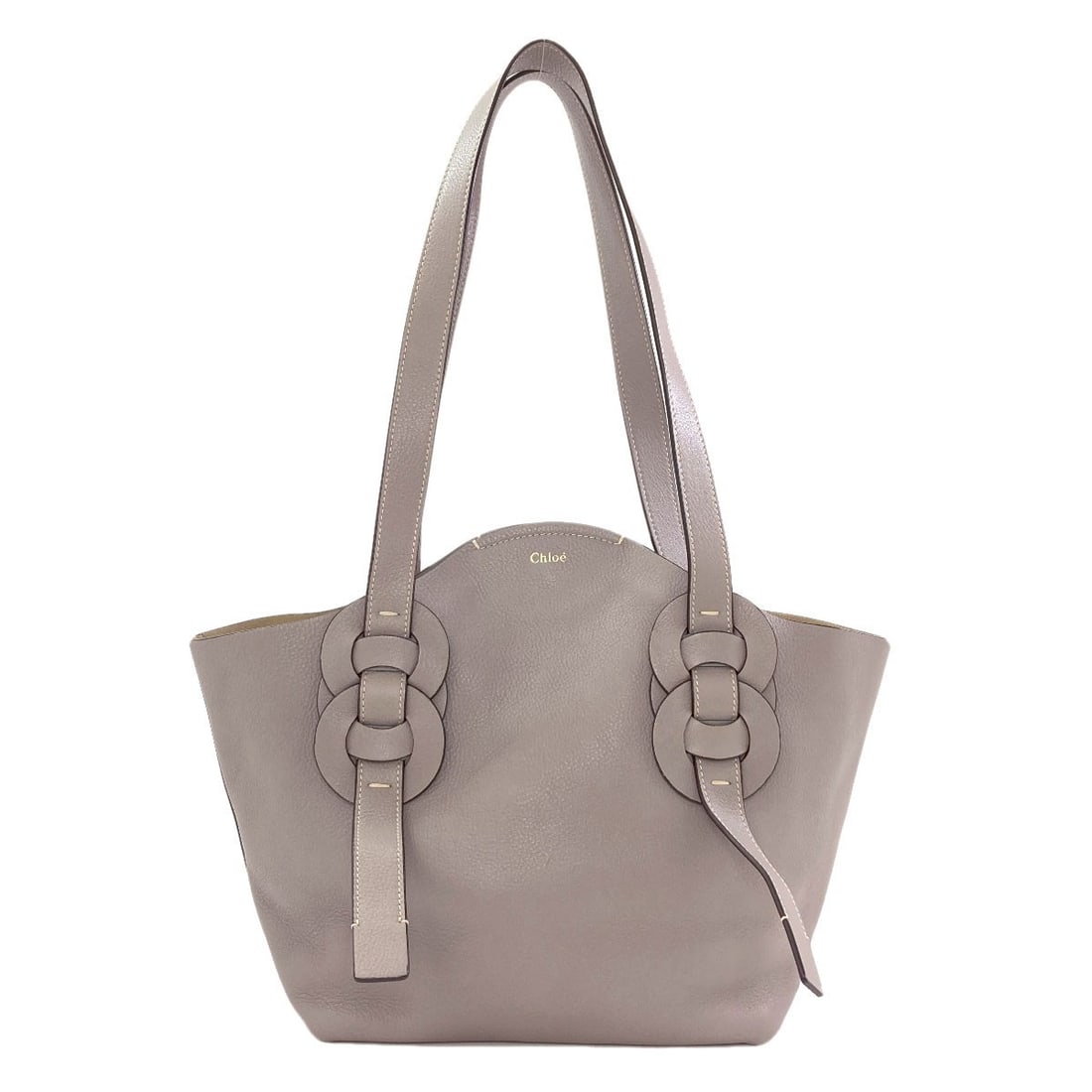 Leather Tote Bag Chloe Darryl: Leather Tote Bag Chloe Darryl Gray leather tote bag with a magnetic closure, measuring 8.9 inches in height and 5.1 inches in depth, featuring a 9.3-inch width. Made from high-quality leather, this ba