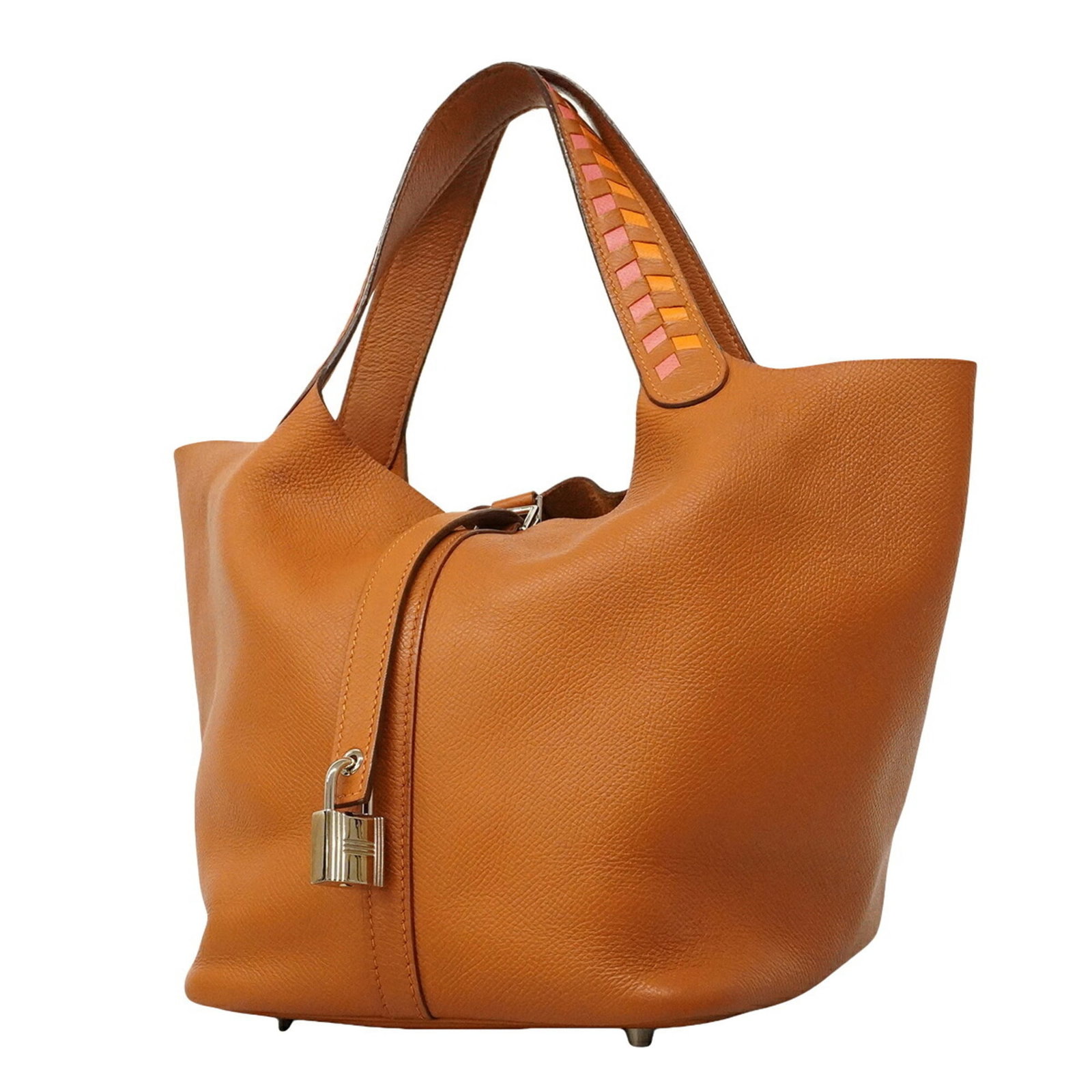 Handbag Epsom Leather by Hermes: Handbag Epsom Leather by Hermes Epsom leather handbag from Hermes, featuring gold hardware and a sleek silver finish, measures 21cm x 17cm x 22cm. The bag's Epsom leather material provides a
