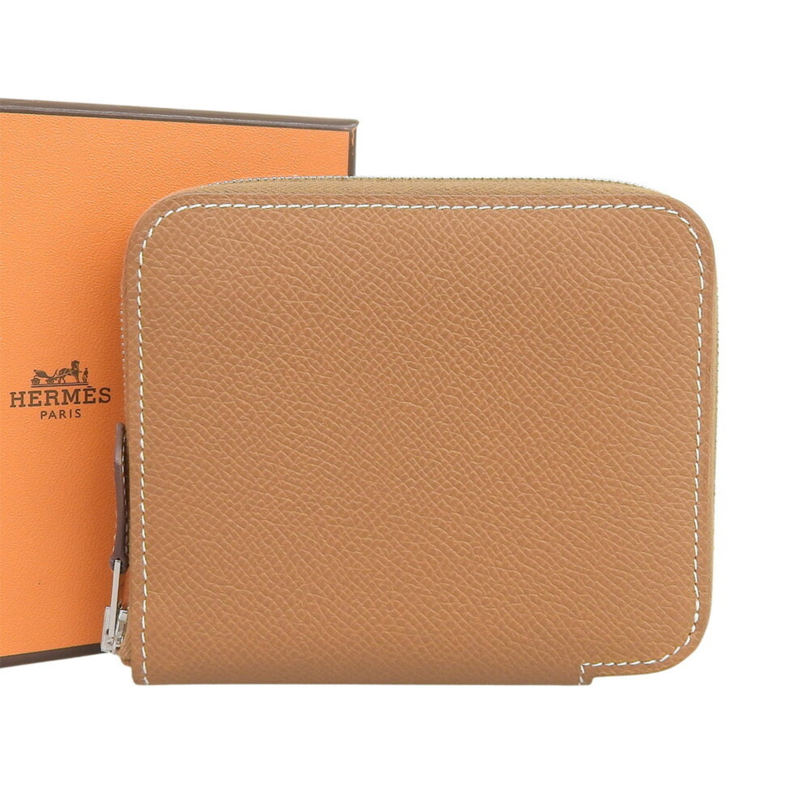 Hermes Coin Purse/ Coin Case Epsom Leather: Hermes Coin Purse/ Coin Case Epsom Leather Epsom leather craftsmanship shines in this classic Hermes coin purse, with its rich brown color and precise dimensions. Made from high-quality Epsom