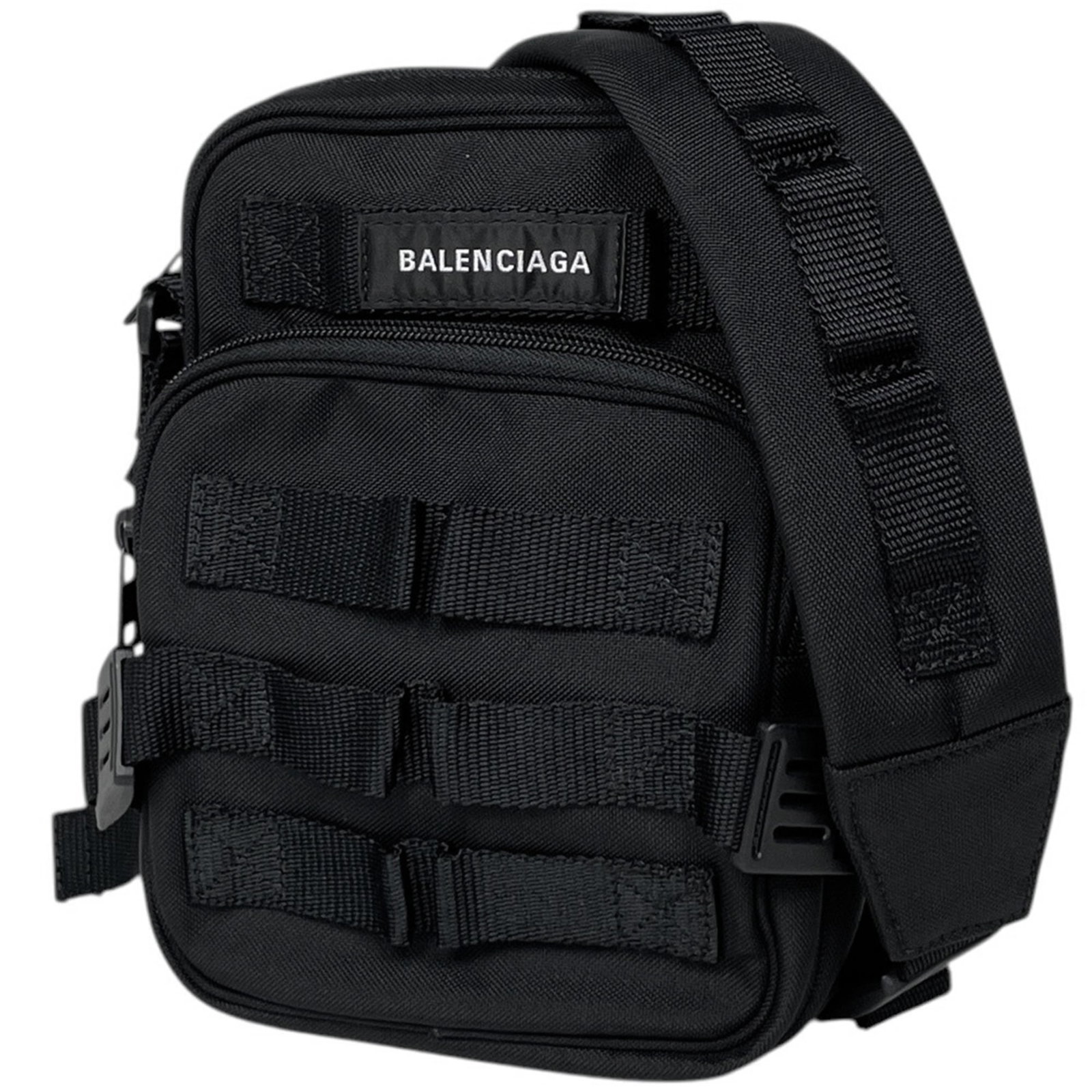 Nylon Balenciaga Shoulder Bag: Nylon Balenciaga Shoulder Bag Black Nylon Balenciaga Shoulder Bag with precise measurements, 22cm x 16cm x 5cm, perfect for everyday carry. This sleek and stylish bag features a nylon material and a