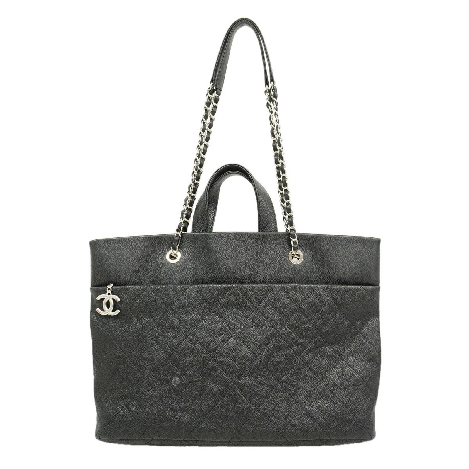 Calfskin Tote Bag Chanel: Calfskin Tote Bag Chanel Calfskin Tote Bag Chanel - A Timeless Black Tote with Grained Calfskin and Silver Hardware. This 29cm x 41cm x 10cm tote bag features a sleek black color and high-quality