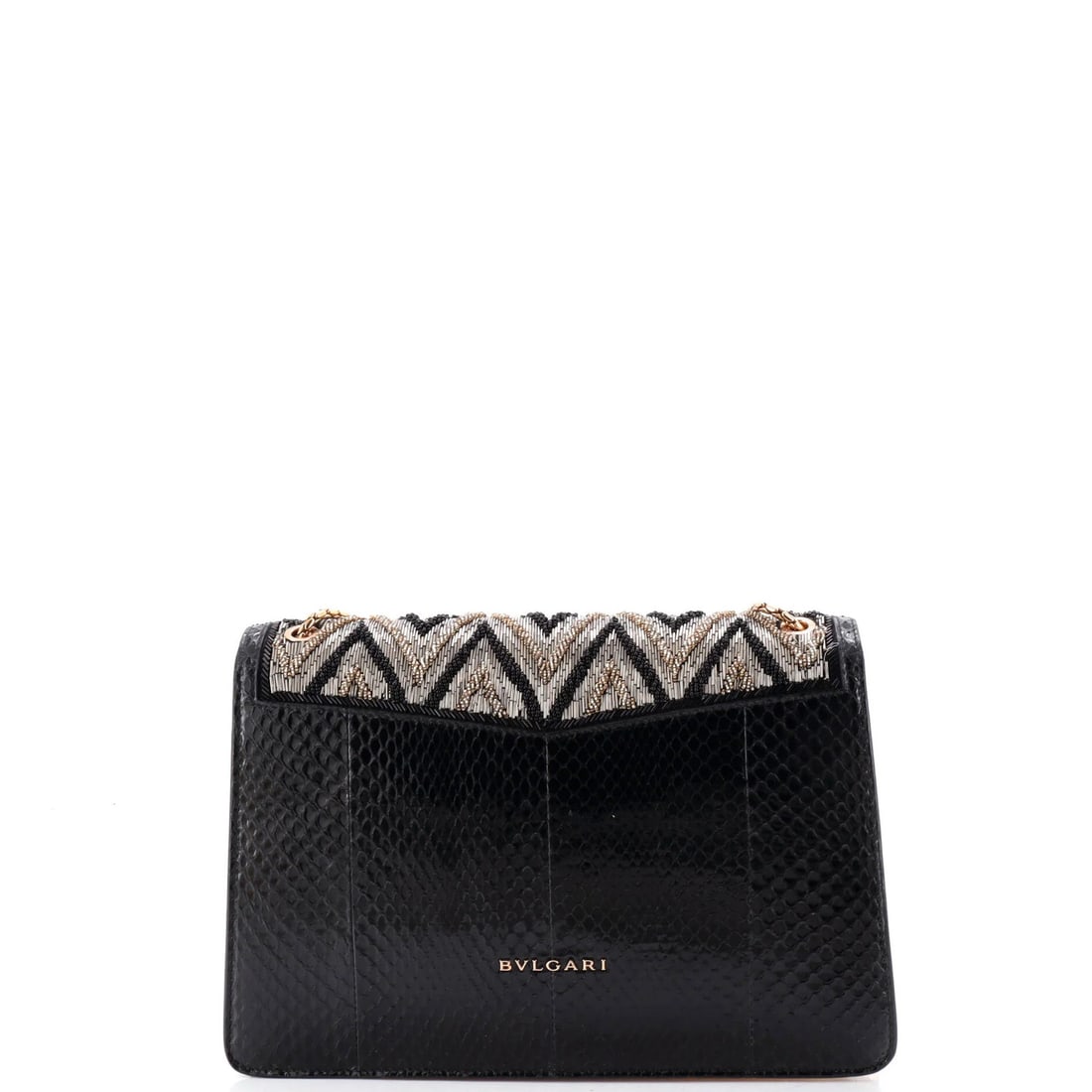 Bvlgari Serpenti Forever Shoulder Bag Embellished Python Embossed Leather Medium - 3
