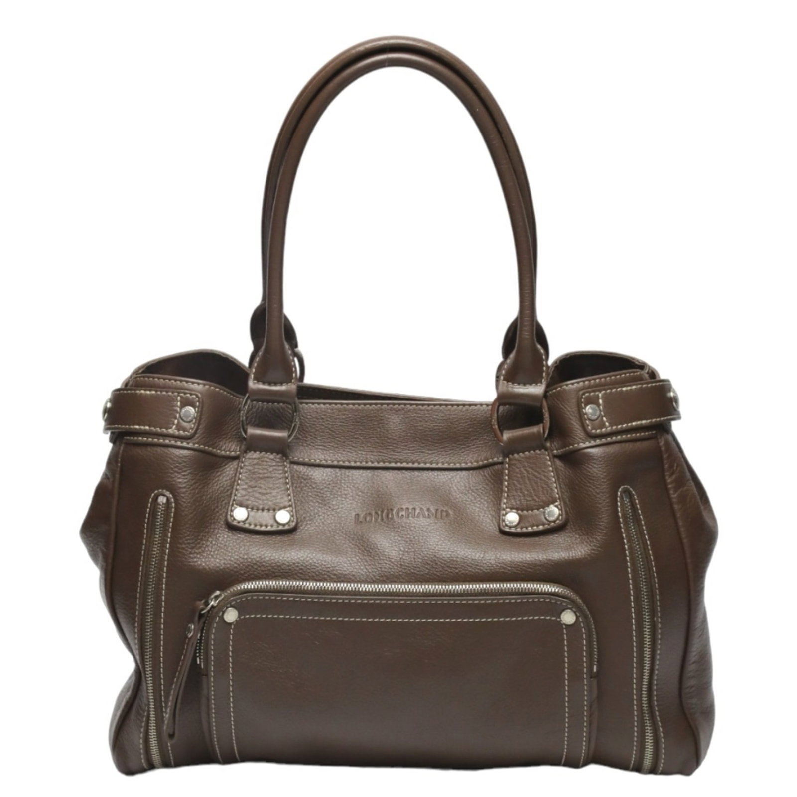Longchamp Handbag Tote Bag Leather: Longchamp Handbag Tote Bag Leather This Longchamp leather tote bag is crafted from high-quality leather, featuring a classic brown color and a timeless design. Measuring 24cm x 34.5cm x 12cm, it