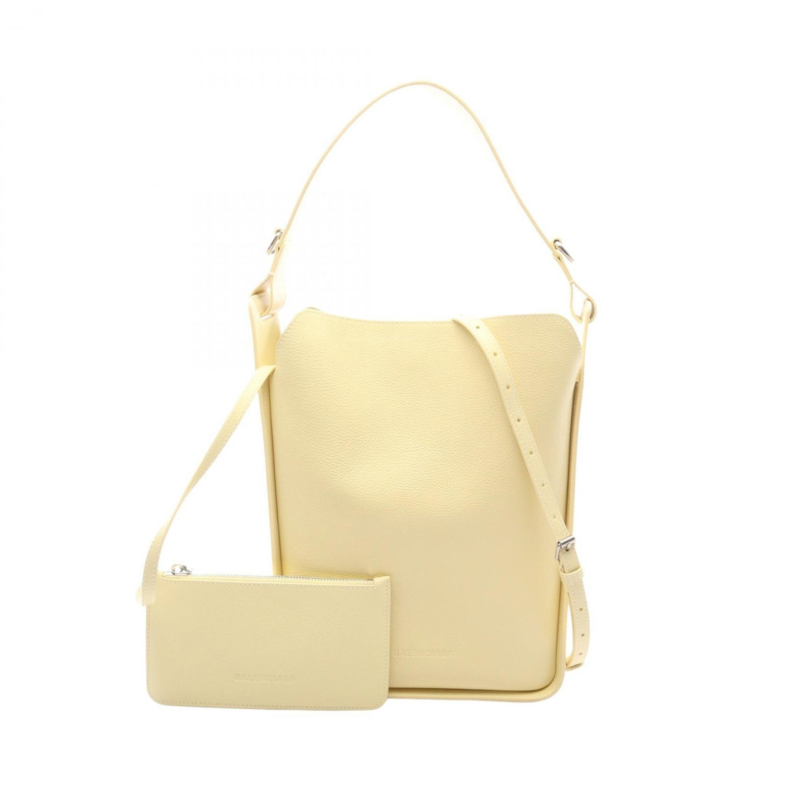 Shoulder Bag Leather Pouch Handbag: Shoulder Bag Leather Pouch Handbag Yellow Balenciaga MPN 659920 Leather Shoulder Bag Pouch. This stylish shoulder bag features a bright yellow leather exterior, measuring 30cm x 21cm x 11cm. Its