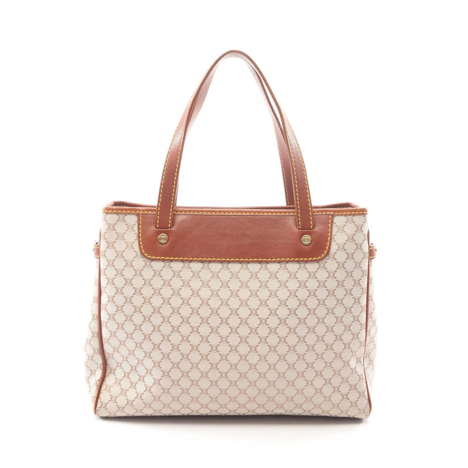 Canvas leather handbag tote Celine: Canvas leather handbag tote Celine Canvas leather handbag tote Celine in beige and brown, measuring 21cm x 26cm x 9cm. This canvas leather tote features a classic design with a mix of materials,