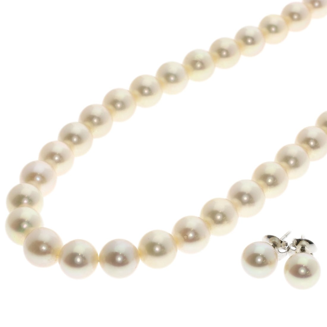 Tasaki Pearl Necklace & Earrings (2-Piece Set) Necklace K14 White Gold Sv: Tasaki Pearl Necklace & Earrings (2-Piece Set) Necklace K14 White Gold Sv K14 White Gold necklace features a beautiful pearl, set in a high-quality 16.5-inch chain. This elegant 2-piece set includes
