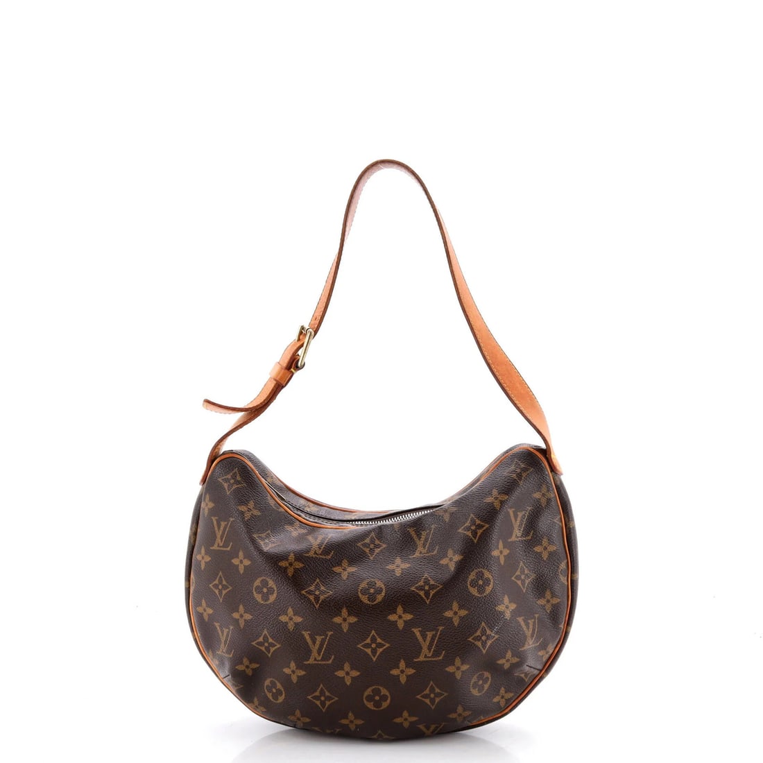 Vuitton Canvas Croissant Louis Monogram Handbag MM: Vuitton Canvas Croissant Louis Monogram Handbag MM Canvas Coated Louis Vuitton Croissant Louis Monogram Handbag MM in Brown. Features a classic hobos style with a signature monogram canvas exterior an