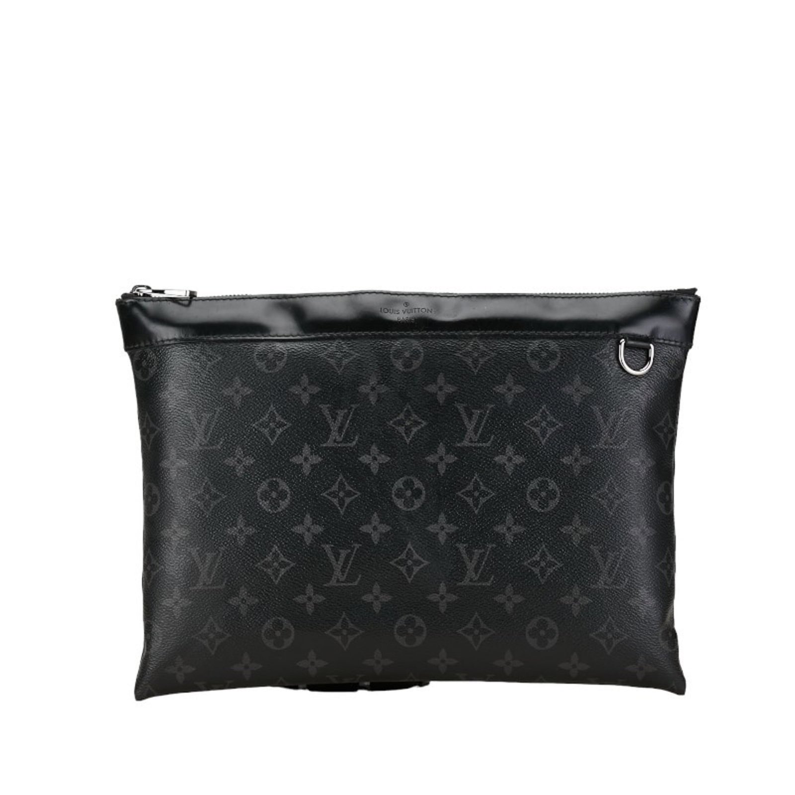 Louis Vuitton Clutch Bag Pouch Monogram Eclipse: Louis Vuitton Clutch Bag Pouch Monogram Eclipse Monogram Eclipse details add a touch of sophistication to this sleek Louis Vuitton clutch bag pouch. Measuring 23cm x 32cm x 1cm, its compact size