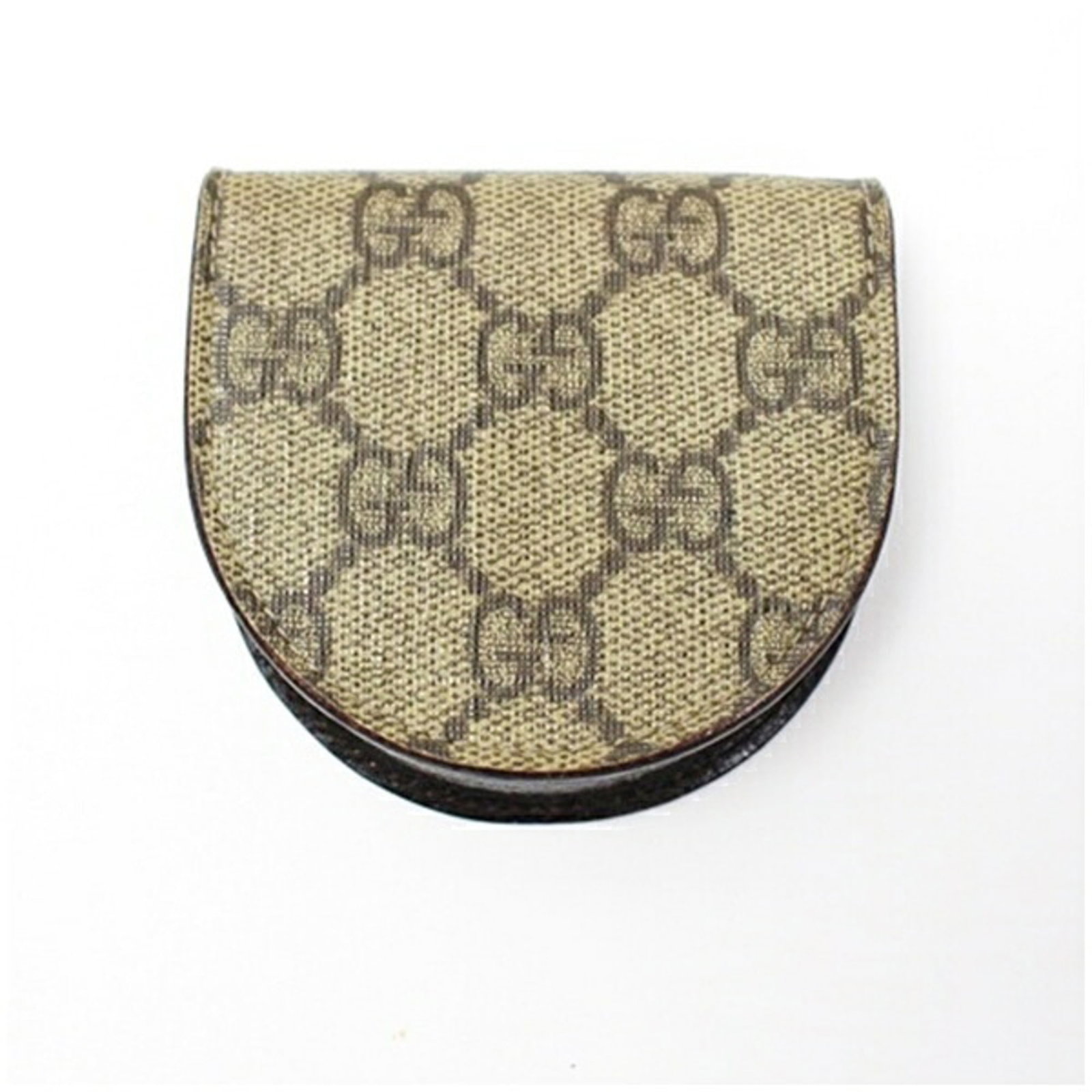 Women's Gucci Horseshoe-Shaped Coin Case Beige Brown Pvc Leather X Pattern: Women's Gucci Horseshoe-Shaped Coin Case Beige Brown Pvc Leather X Pattern The Gucci Horseshoe-Shaped Coin Case is a unique and stylish accessory, featuring a distinctive beige and brown PVC leather d