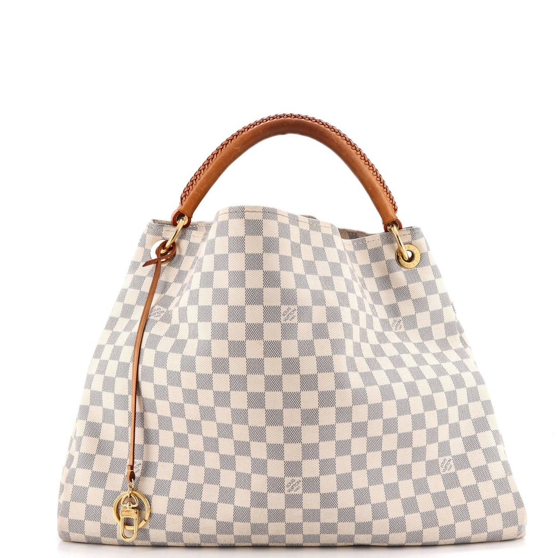 Vuitton Louis Artsy Handbag Damier GM: Vuitton Louis Artsy Handbag Damier GM The Louis Vuitton Artsy Handbag Damier GM boasts a striking white canvas exterior with a classic Damier GM pattern, showcasing the iconic brand's timeless