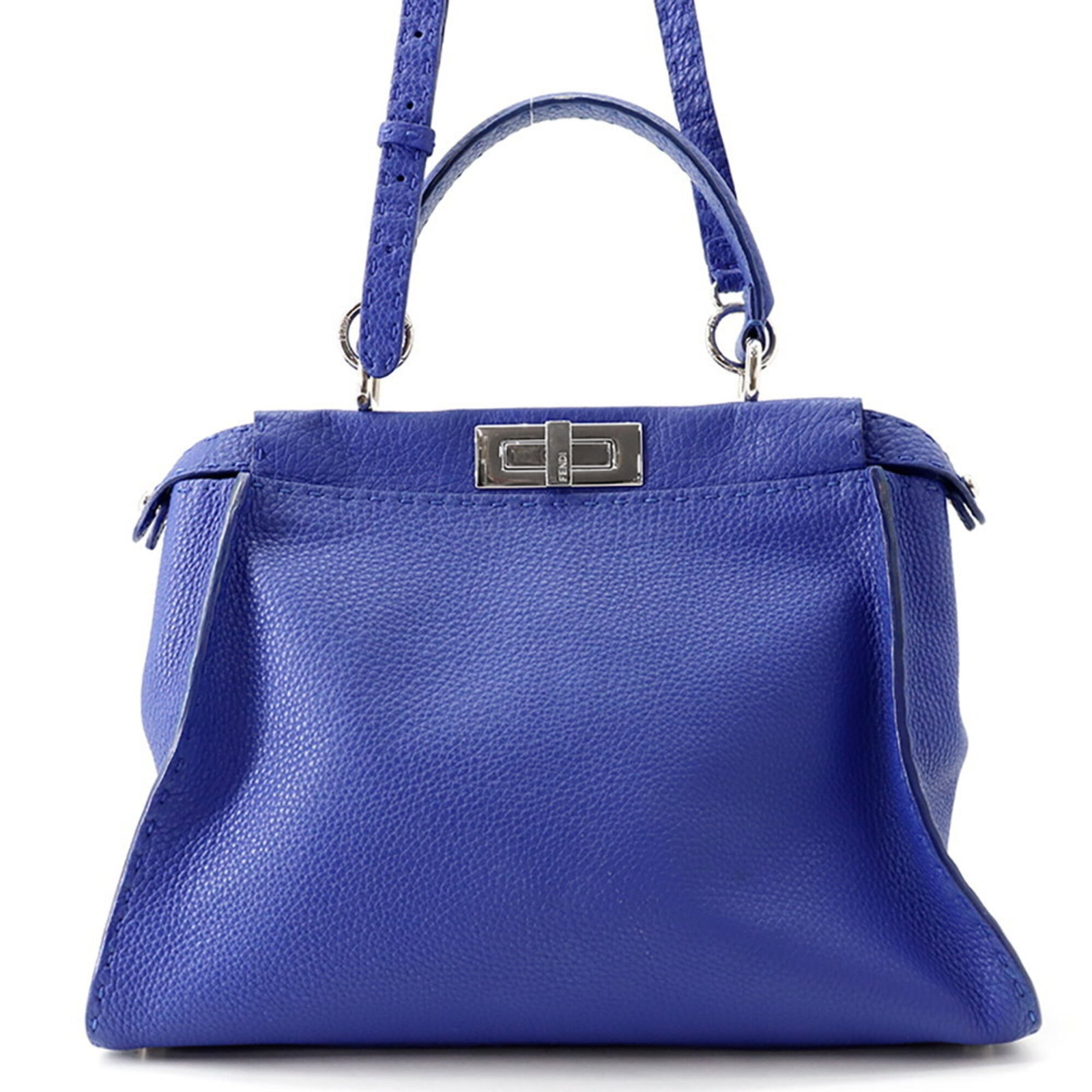 Shoulder Bag Leather Fendi Handbag: Shoulder Bag Leather Fendi Handbag Blue Leather Fendi Shoulder Bag - 26.5cm x 34cm x 12cmThis blue leather Fendi shoulder bag features a classic design with a 26.5cm x 34cm x 12cm size. Made from