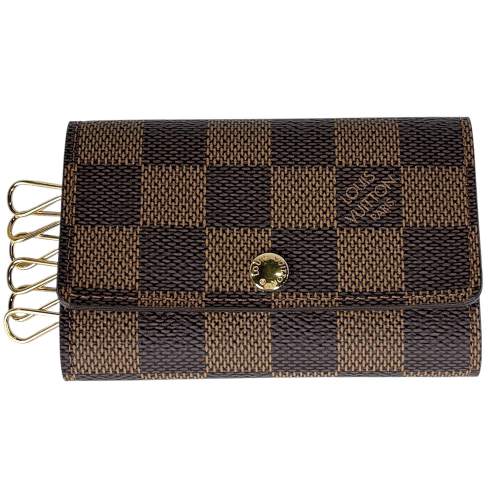 Keycase Damier Canvas Louis Vuitton: Keycase Damier Canvas Louis Vuitton Damier Canvas Louis Vuitton Keycase in Brown. This compact keycase features the iconic Damier pattern, a classic design element of Louis Vuitton's Damier