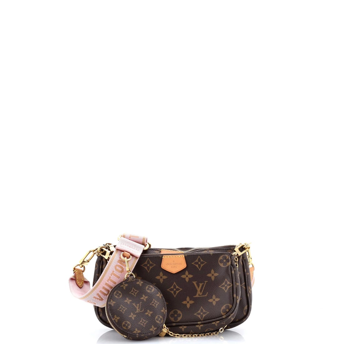 Louis Vuitton Monogram Canvas Pochette Multi Accessoires: Louis Vuitton Monogram Canvas Pochette Multi Accessoires Brown Louis Vuitton Monogram Canvas Pochette Multi Accessoires with Gold Hardware, featuring a classic cross body design and a versatile size.