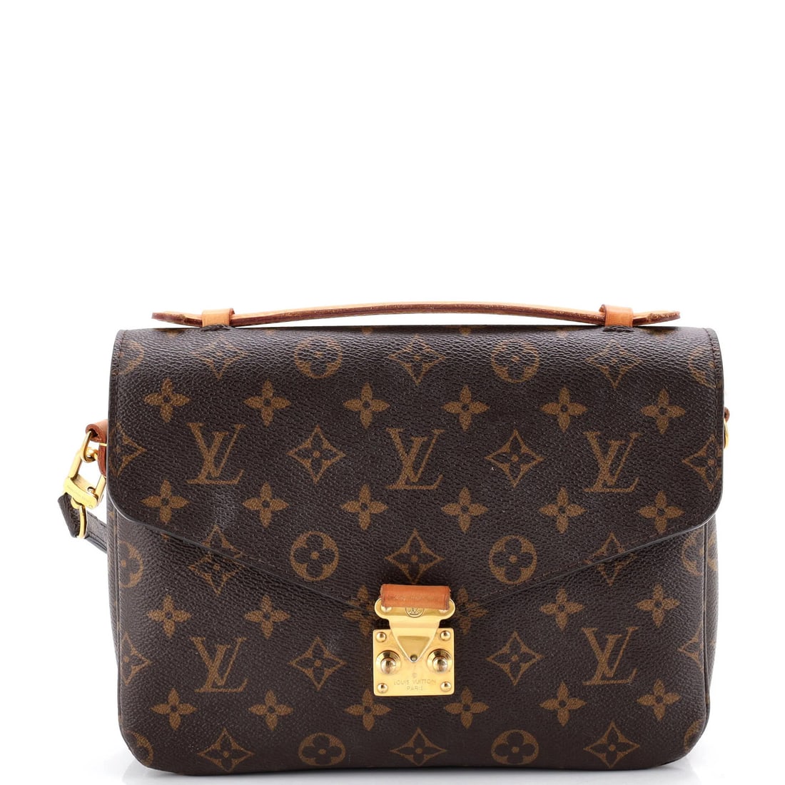 Canvas Monogram Pochette Louis Vuitton: Canvas Monogram Pochette Louis Vuitton Canvas Monogram Pochette with Brown Exterior and Gold Hardware, featuring a classic messenger style with a signature Louis Vuitton Monogram pattern. This